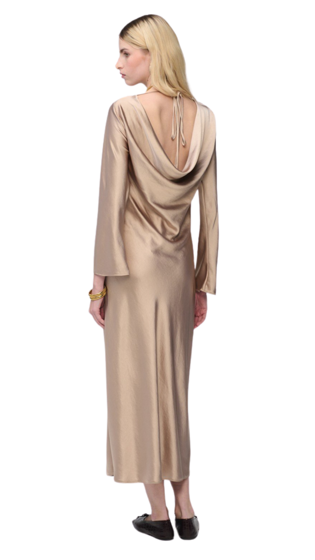 Satin Cowl Back Midi Dress