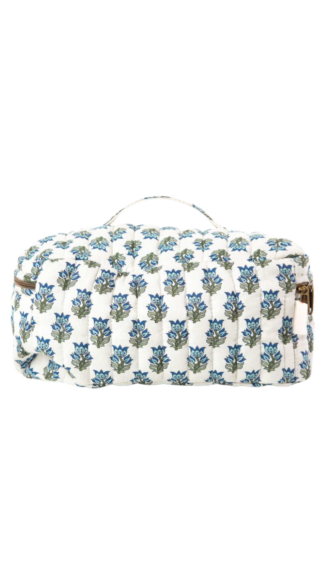 Aqua Block Print Train Case