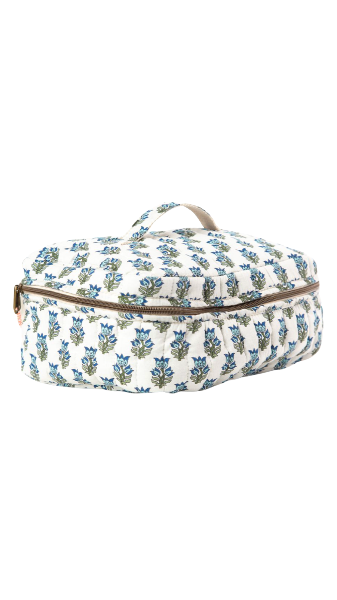 Aqua Block Print Train Case