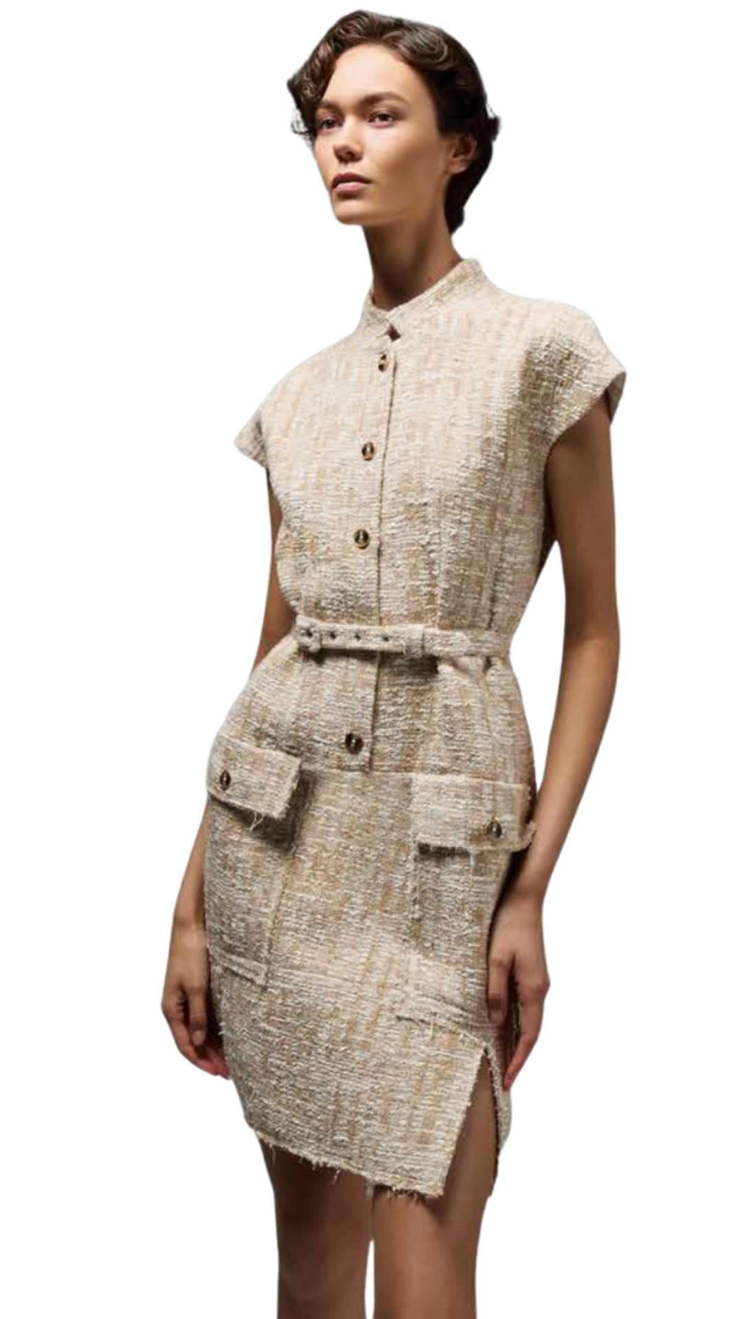 tweed dress beige Tweed Beige Dress