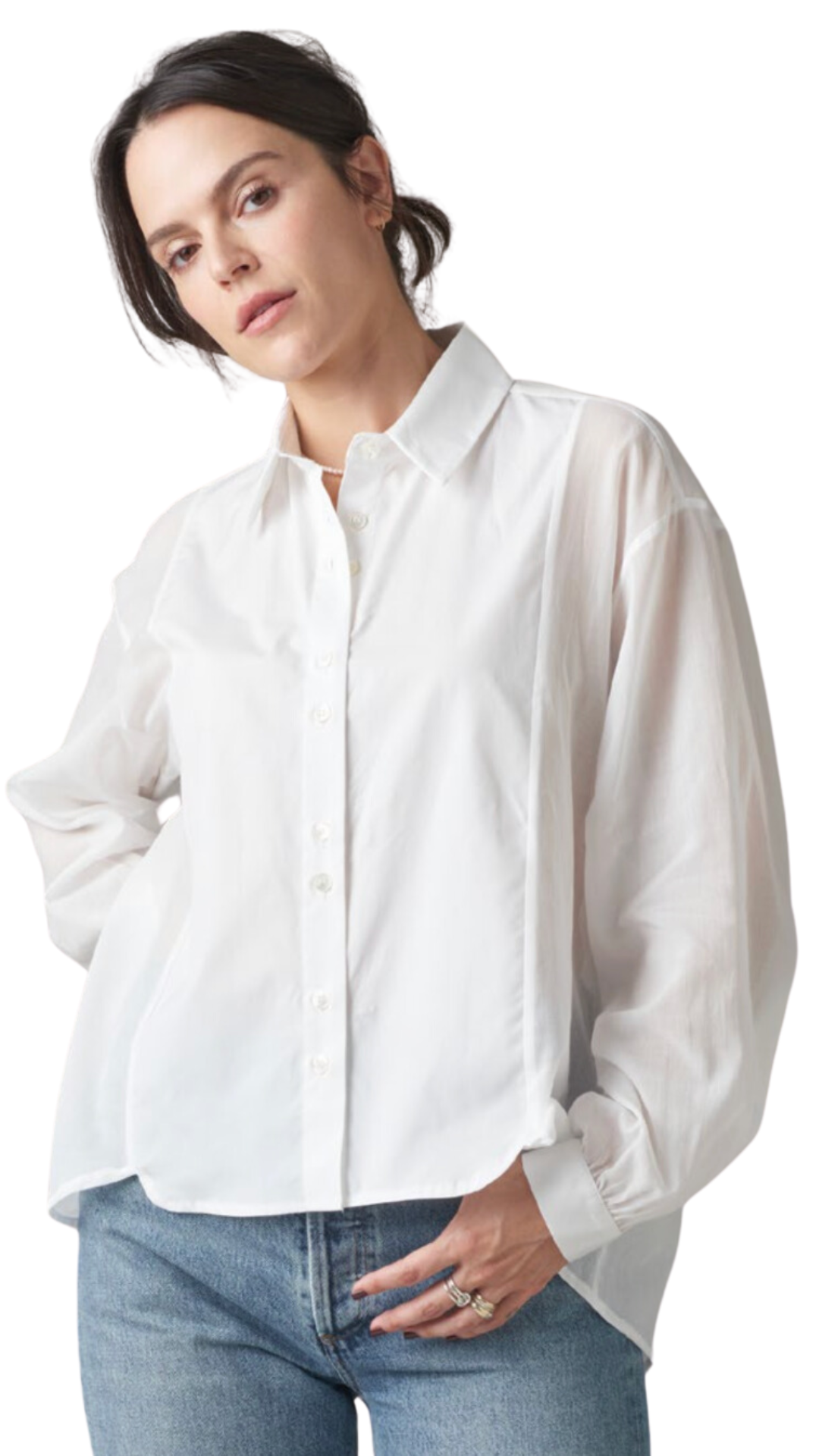 White Drew Blouse