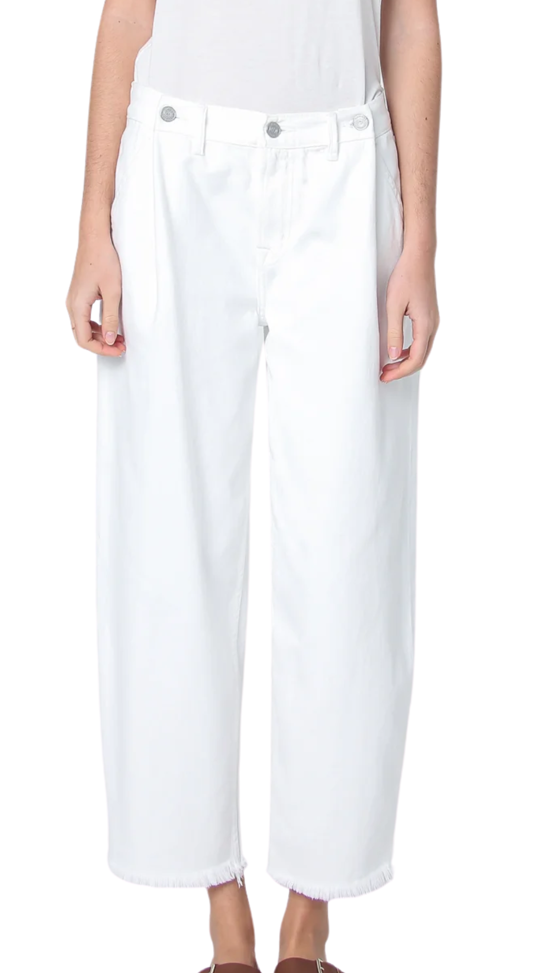 Adeline Cropped Barrel Jean - Snow