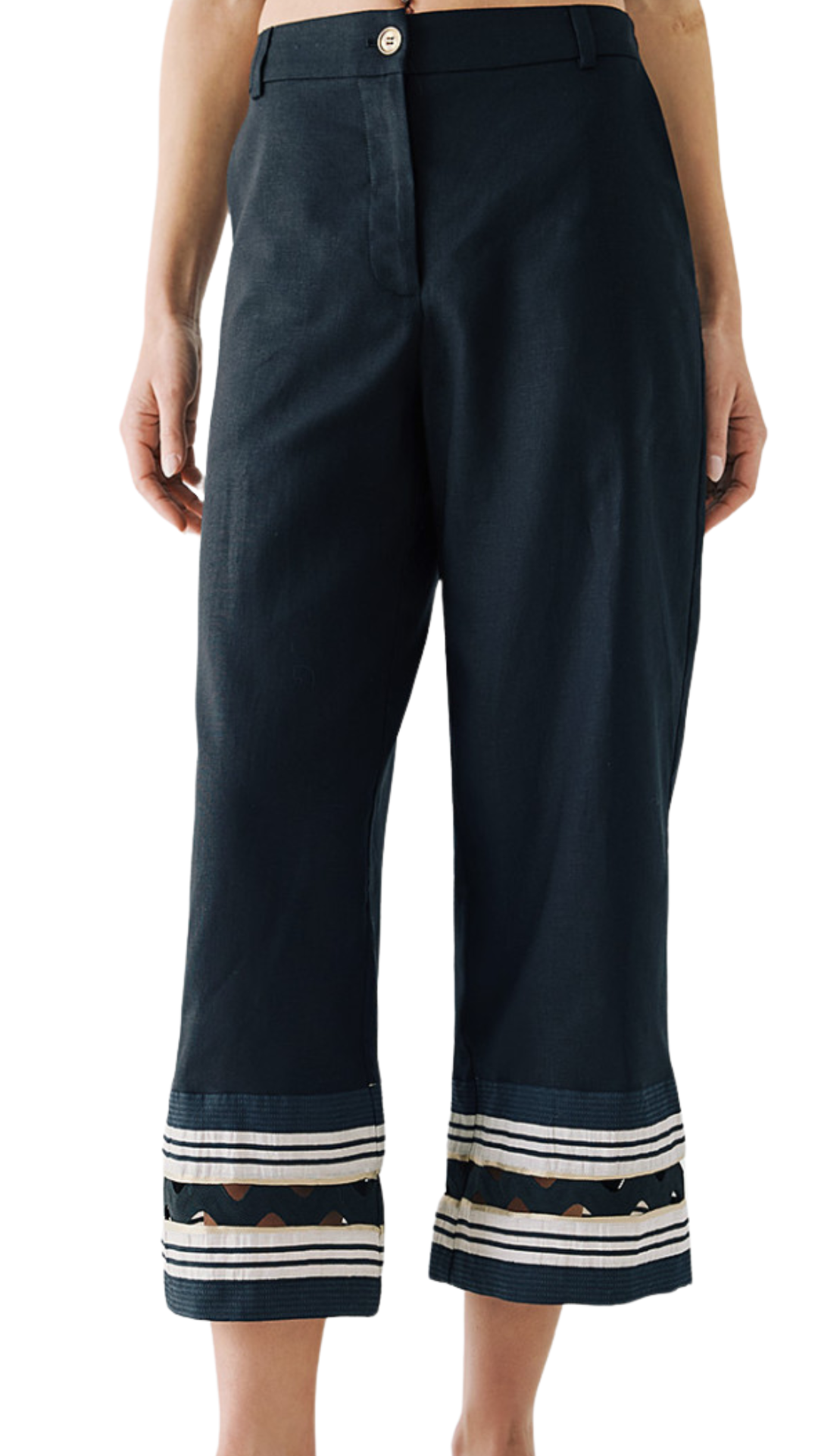 Cropped Pants with Trims