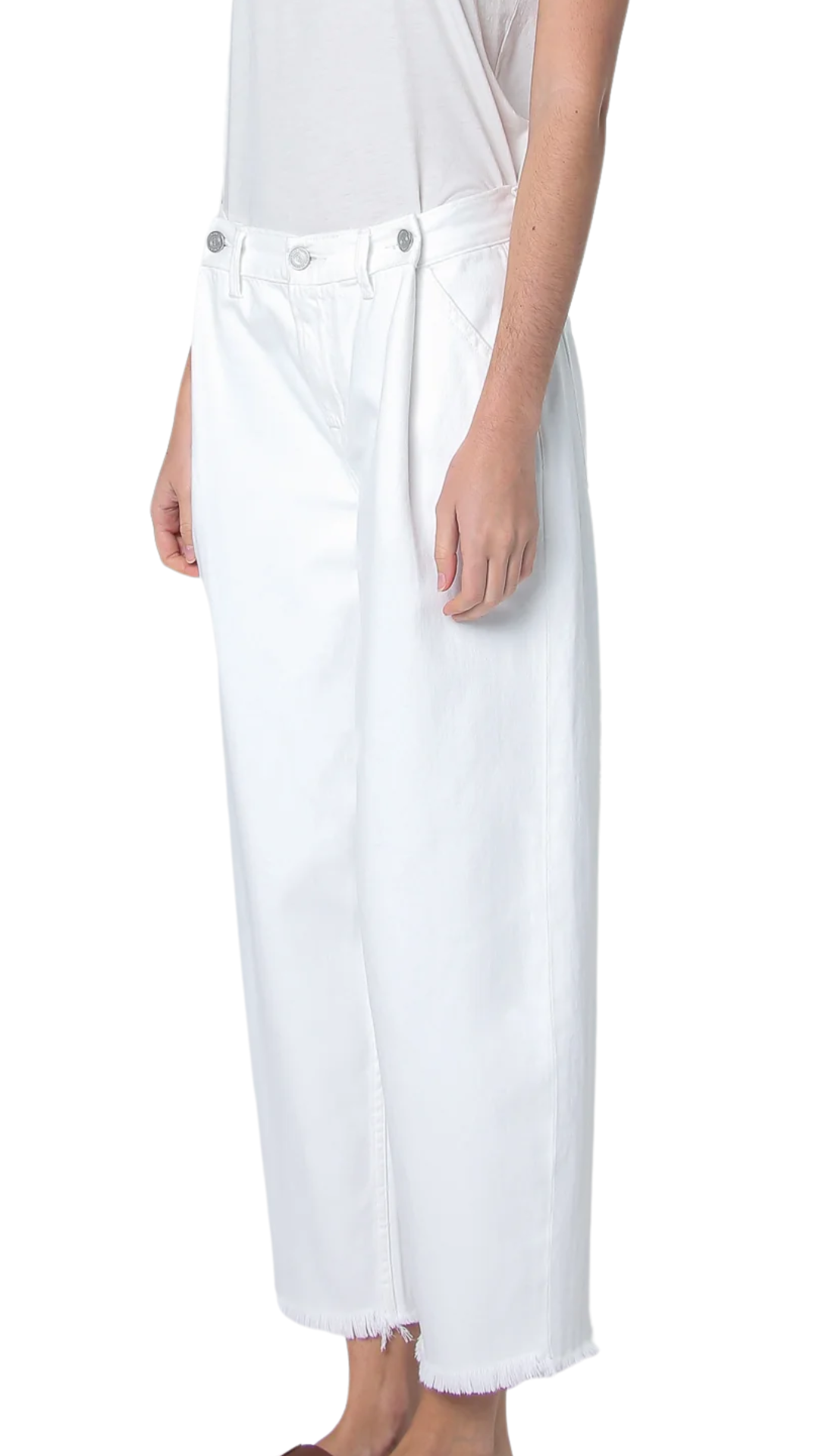 Adeline Cropped Barrel Jean - Snow