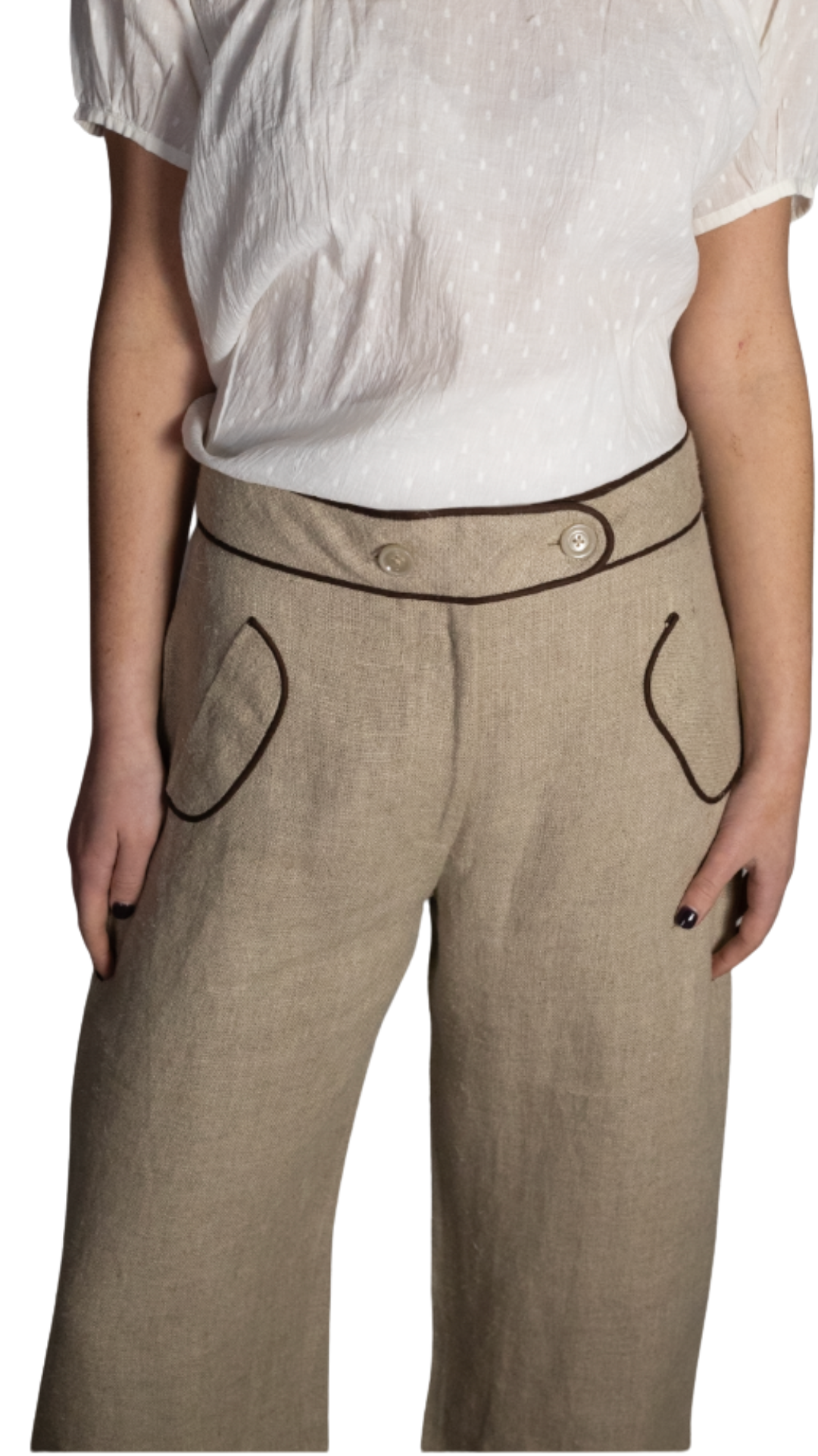 Suzanne Chocolate Grograin Trim Pants