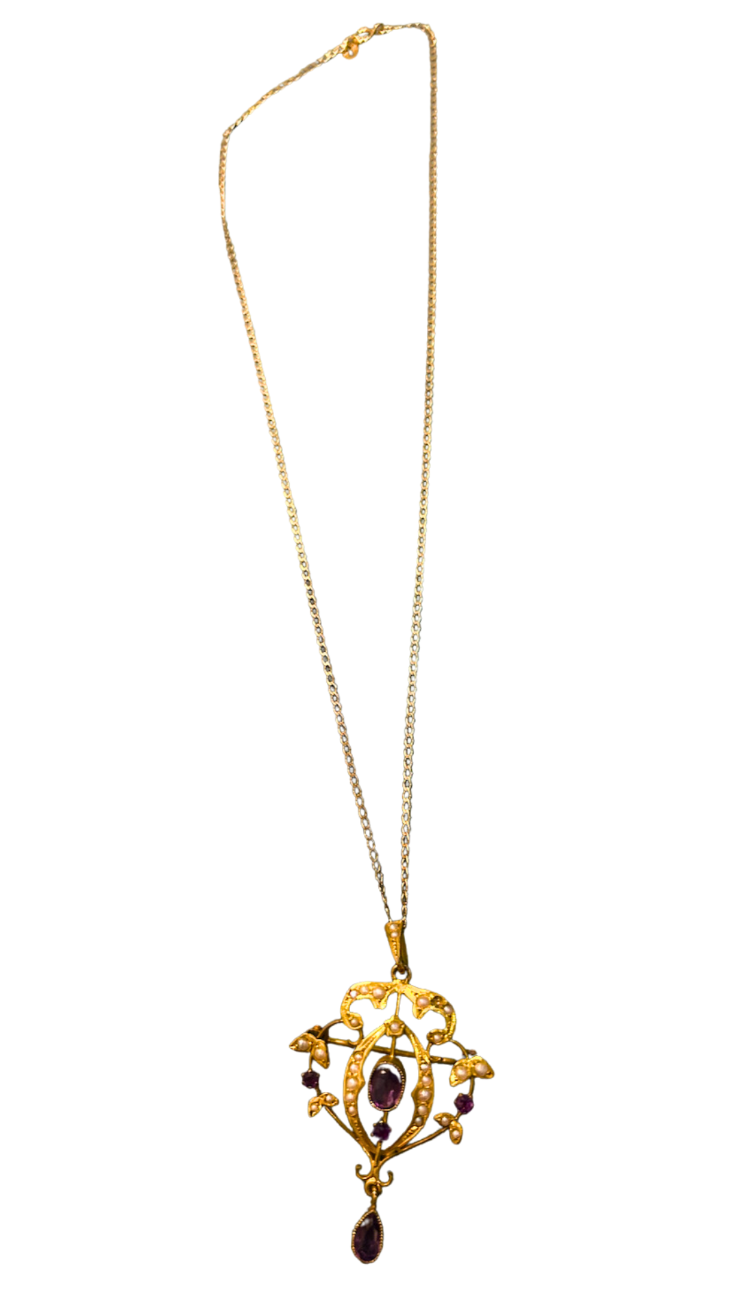 Amethyst Pin on Gold Chain