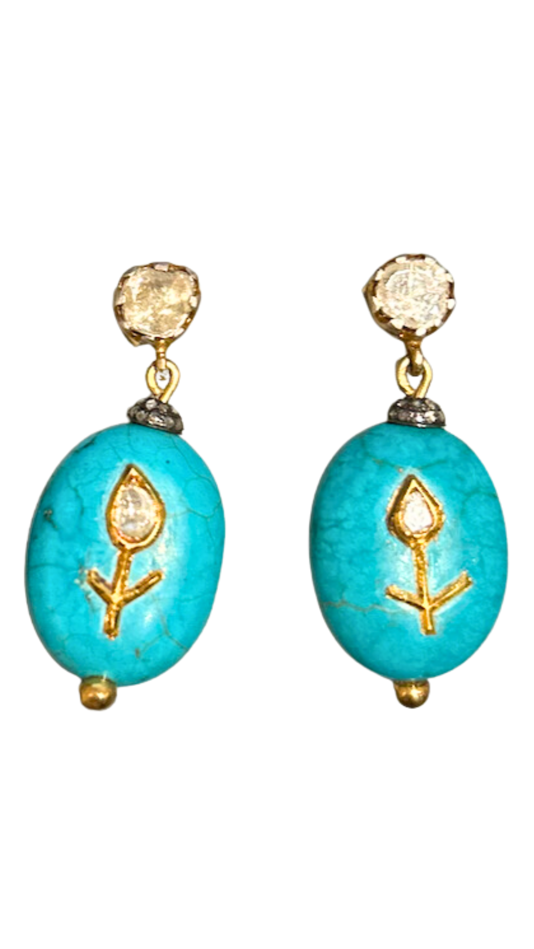 Turquoise & diamond necklace and earring set