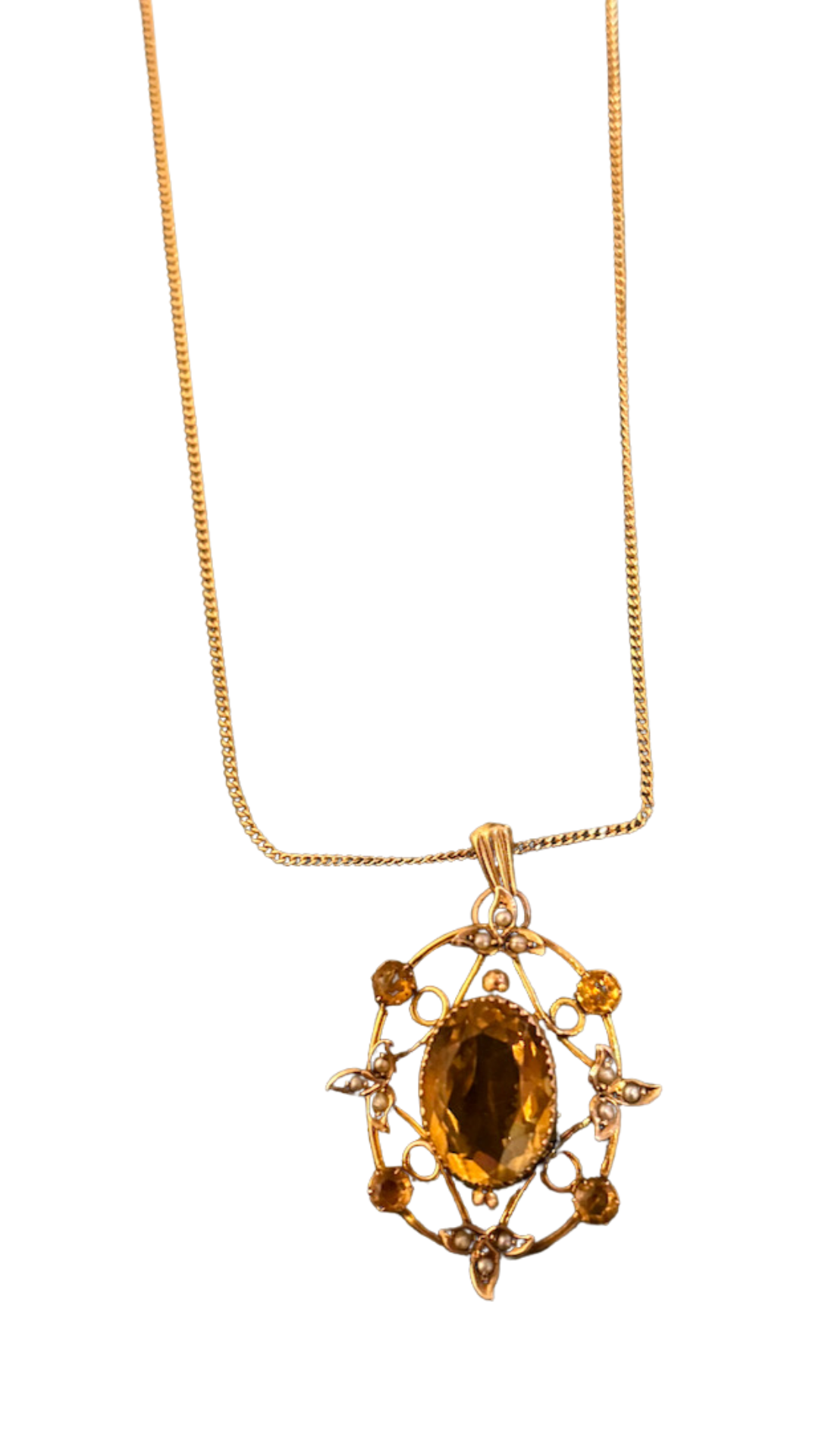 31 Citrine Half Pearl Necklace