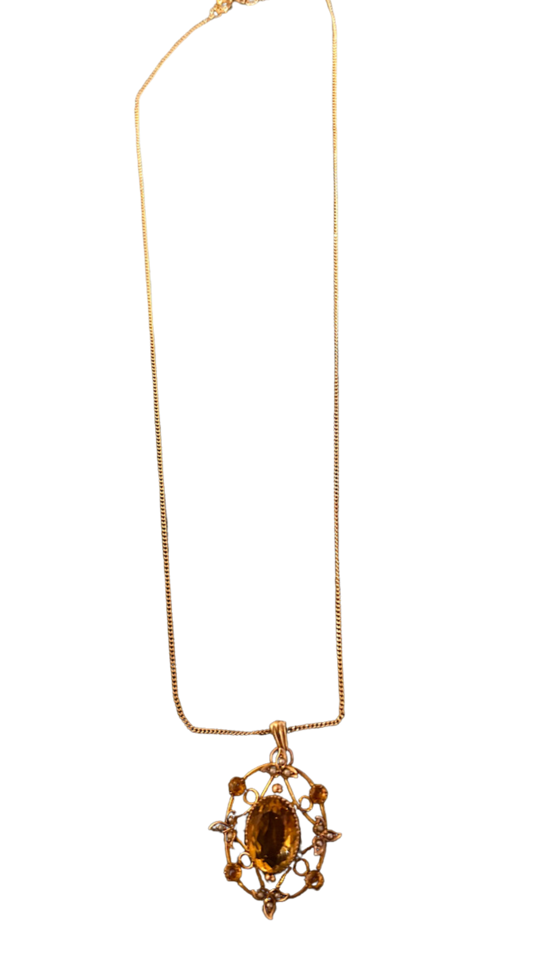 31 Citrine Half Pearl Necklace