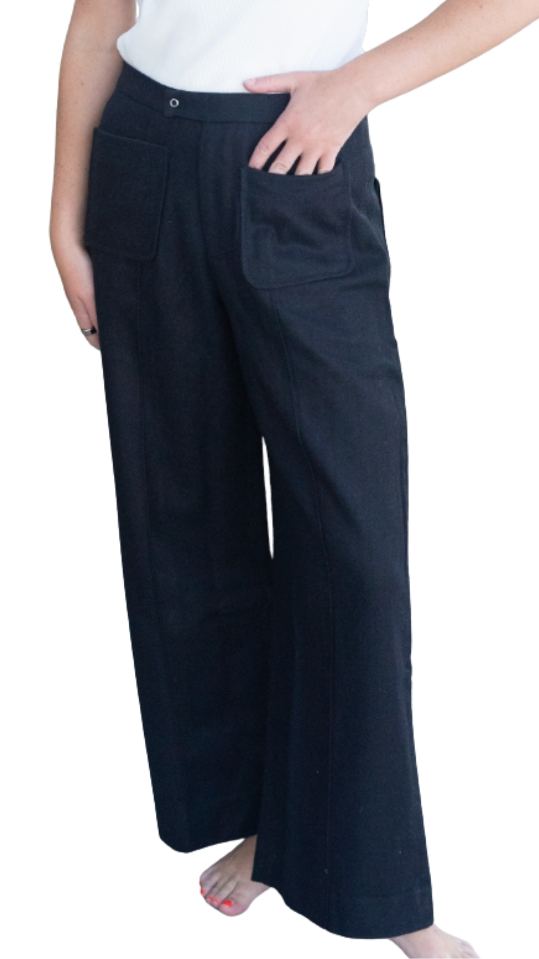 Black Fine Wool Emma Pants