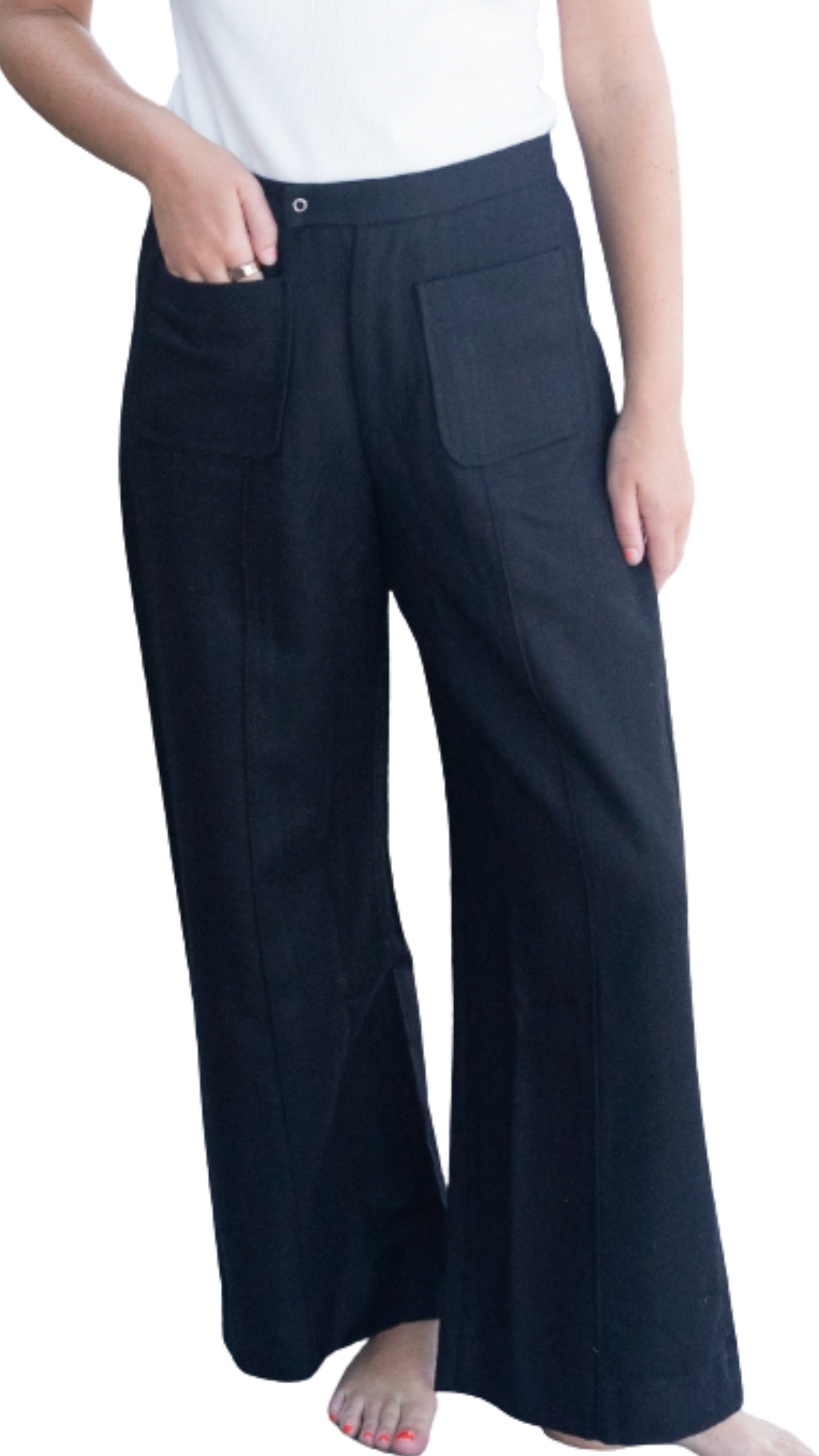 Black Fine Wool Emma Pants