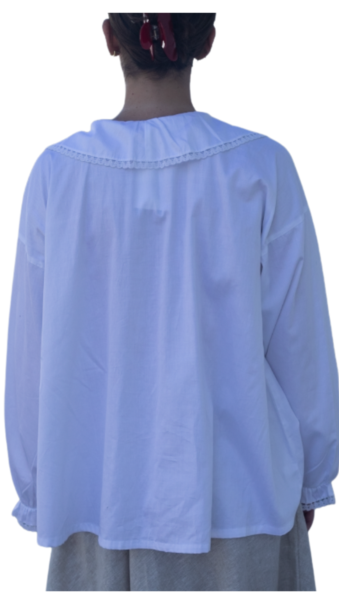 Deon White Ruffle Top