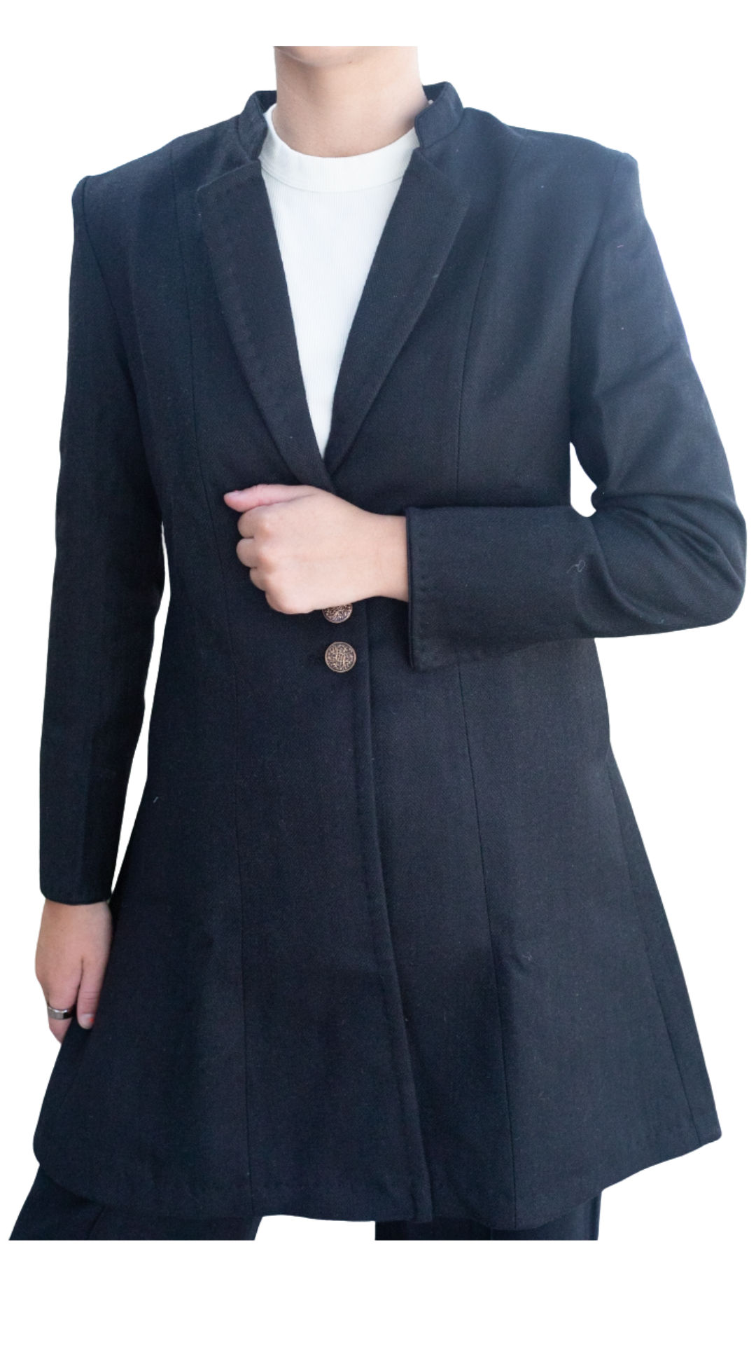 Black Fine Wool Long Jacket