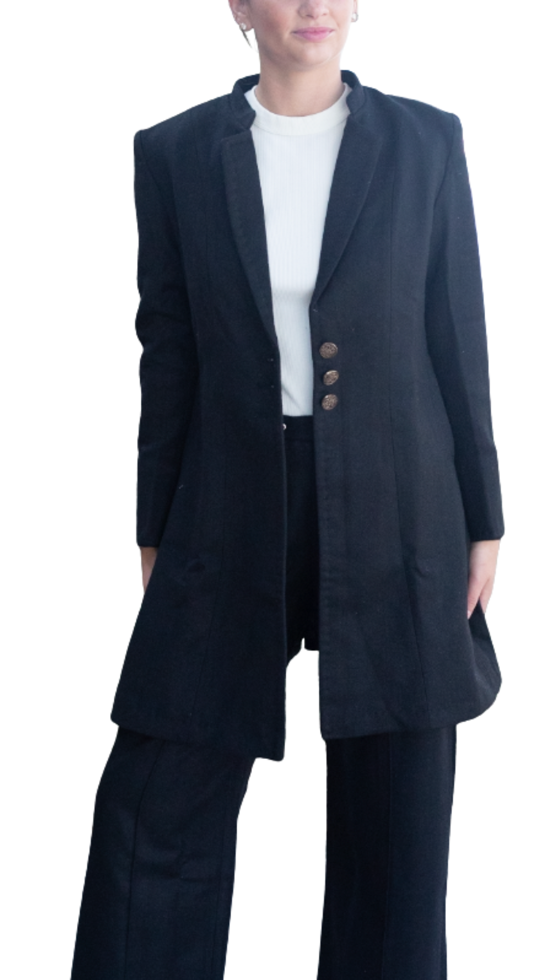 Black Fine Wool Long Jacket