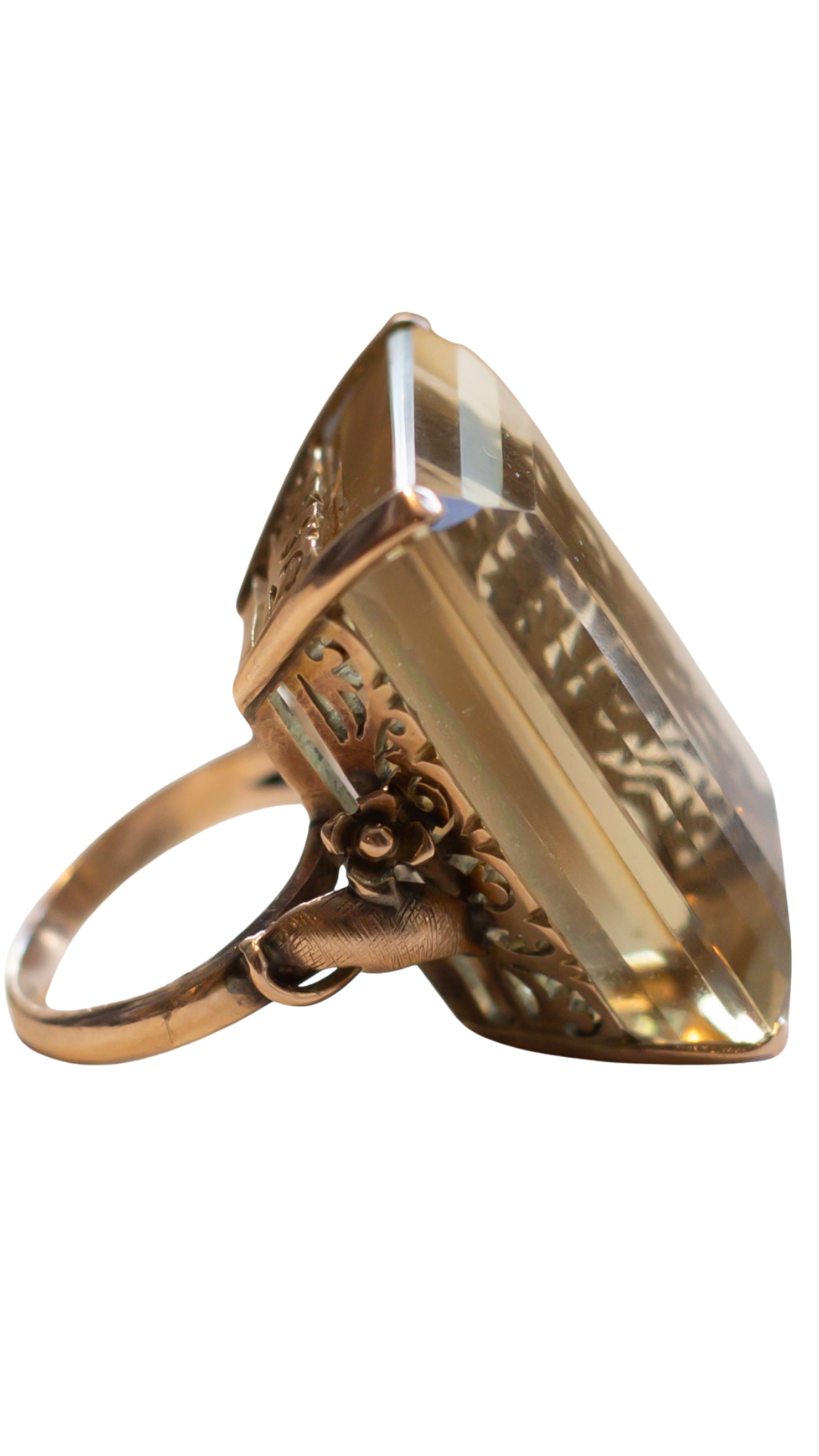 Citrine Ring with Floral Mount