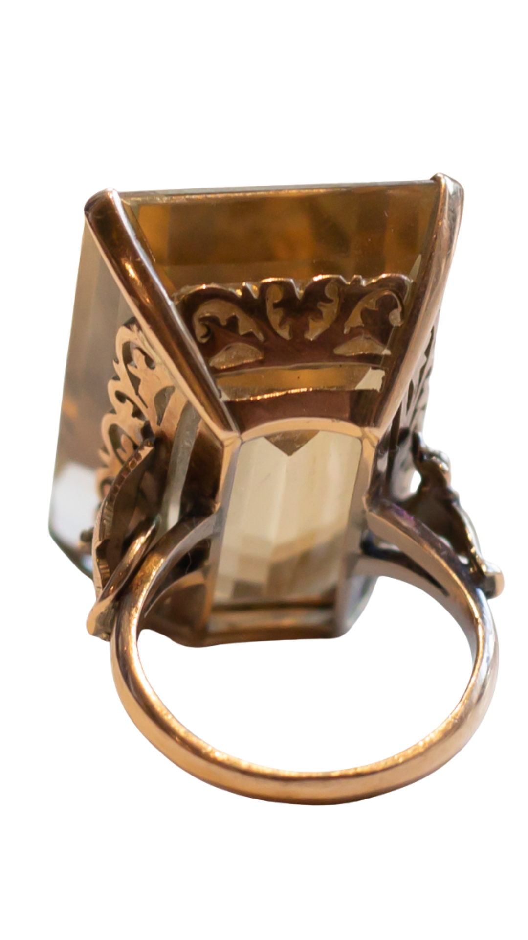 Citrine Ring with Floral Mount