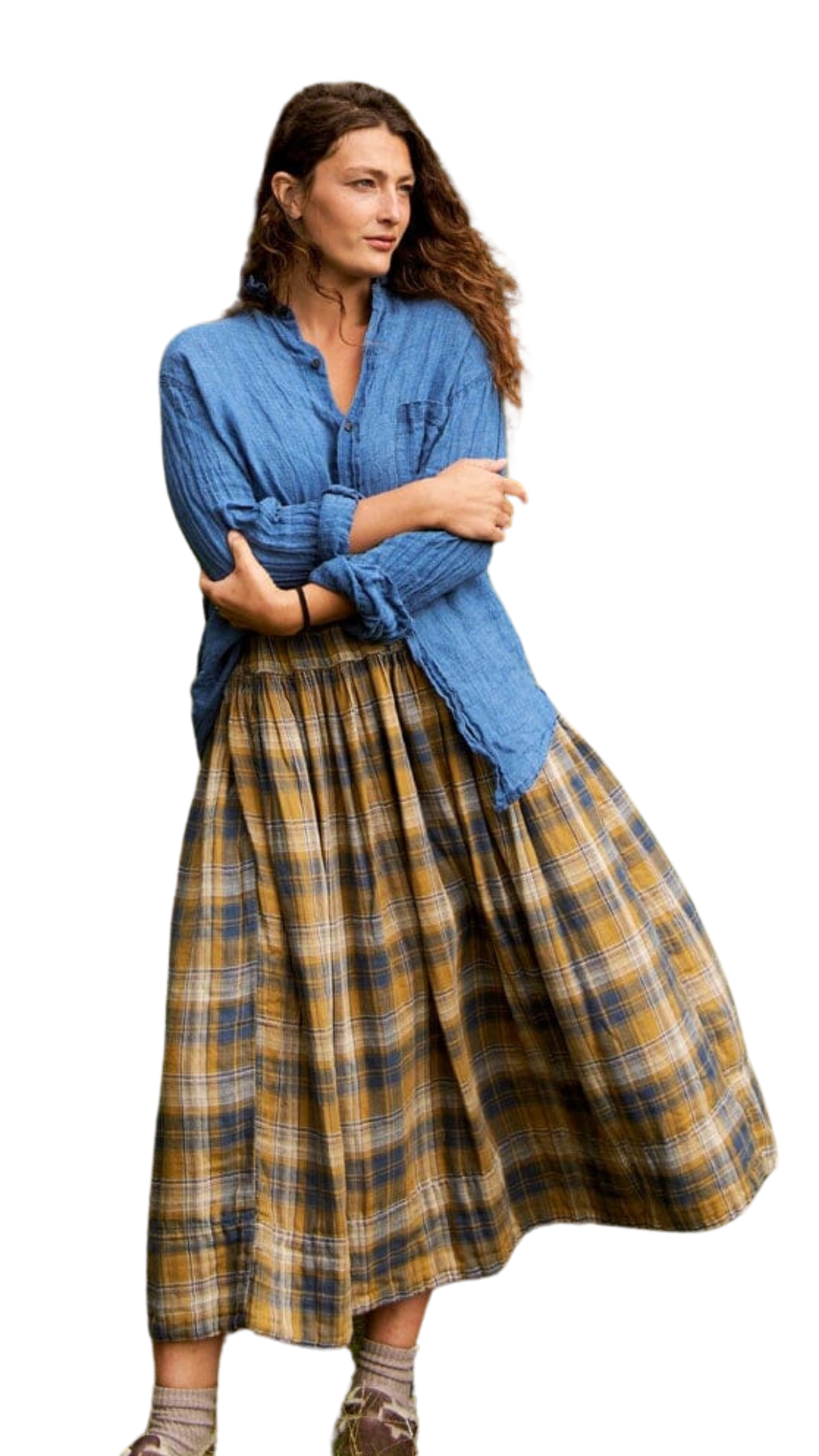 Manon Mustard Plaid Skirt