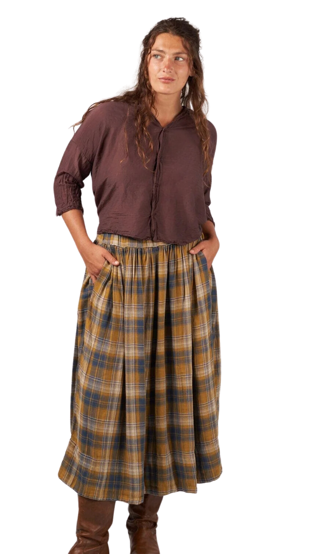 Manon Mustard Plaid Skirt