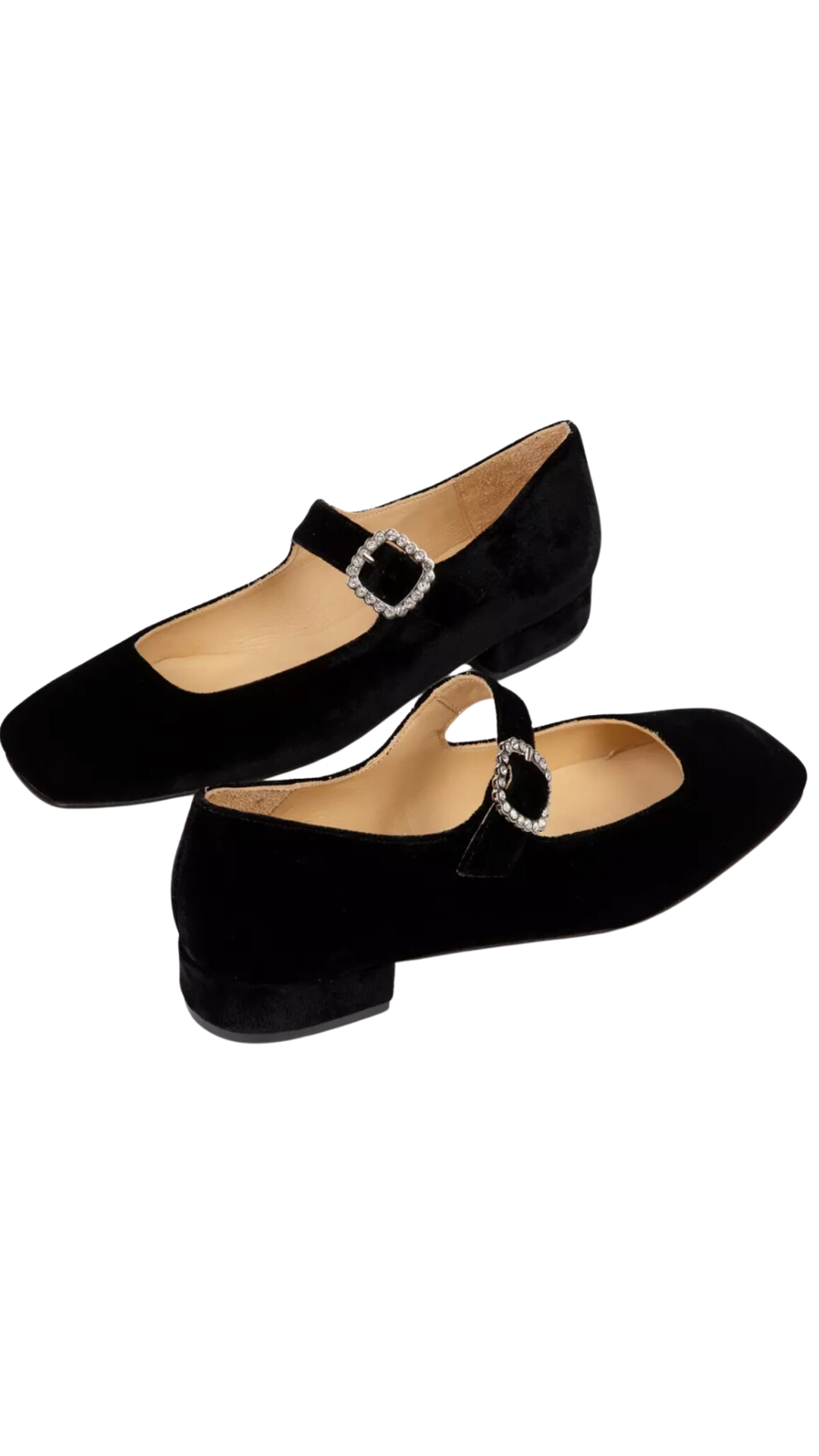 Low Mary Jane Diamante Velvet Shoe
