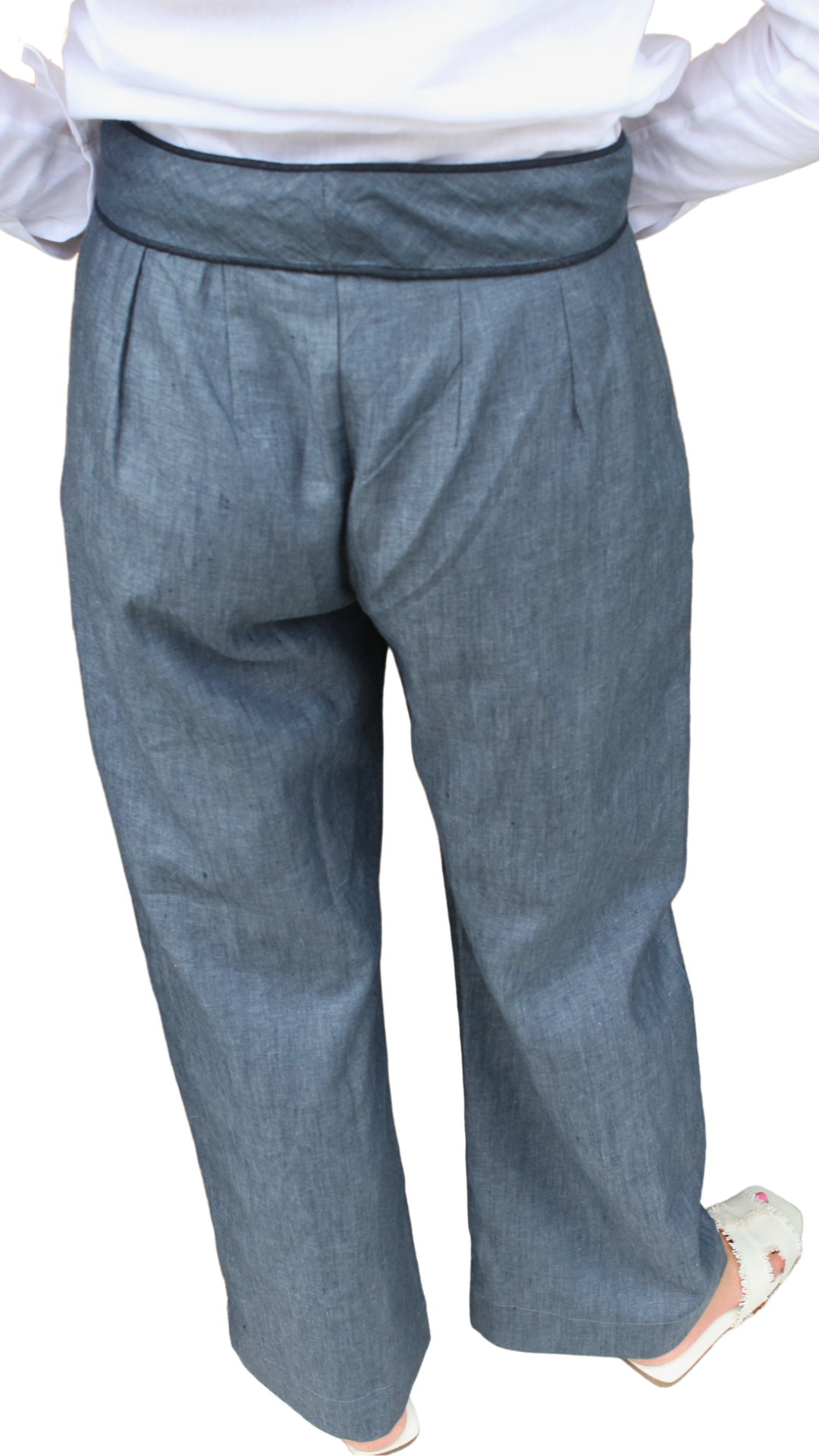 Suzanne Navy Italian Linen Two Tone Pants
