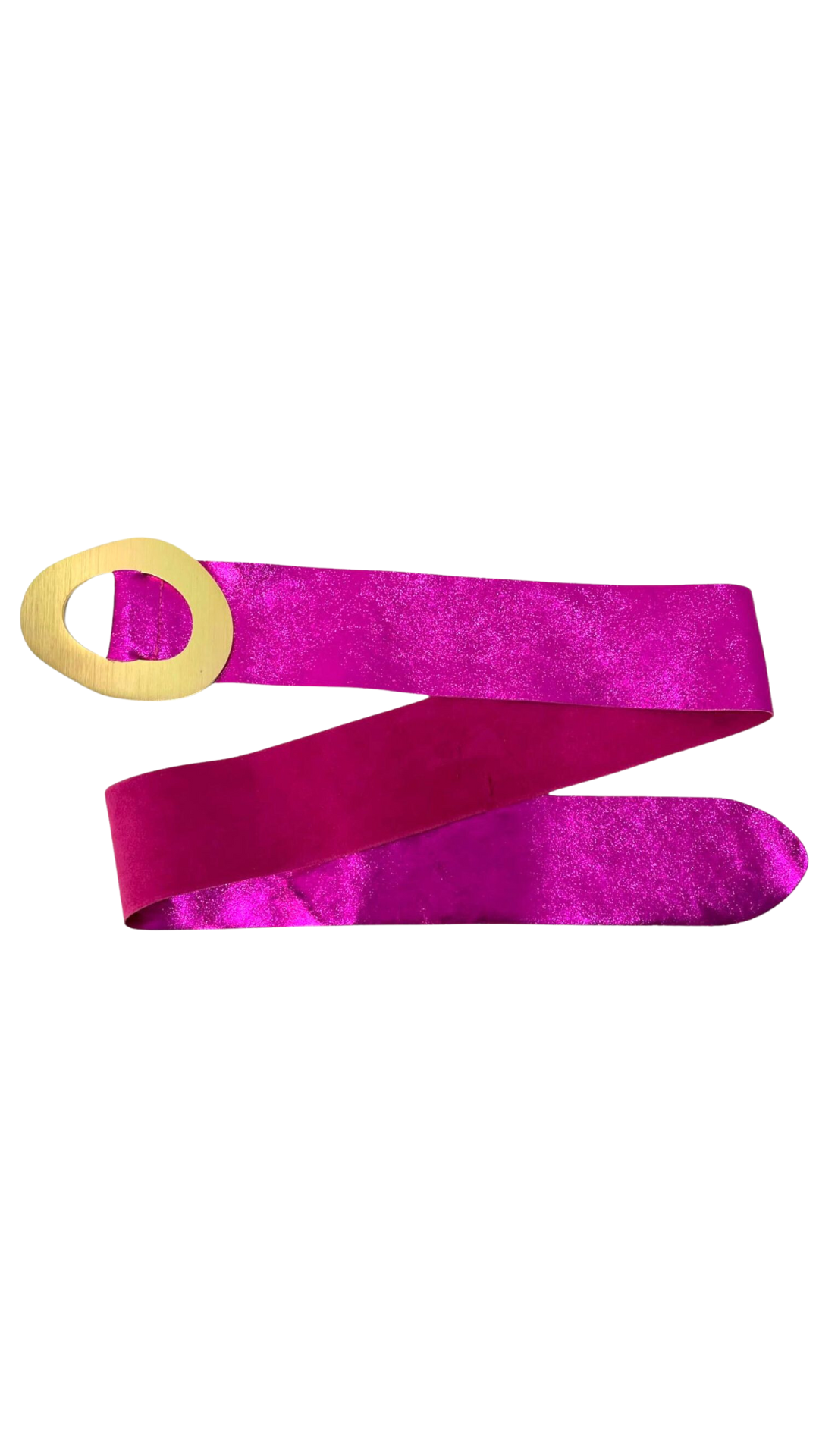 Metallic Leather Belt W Buckle