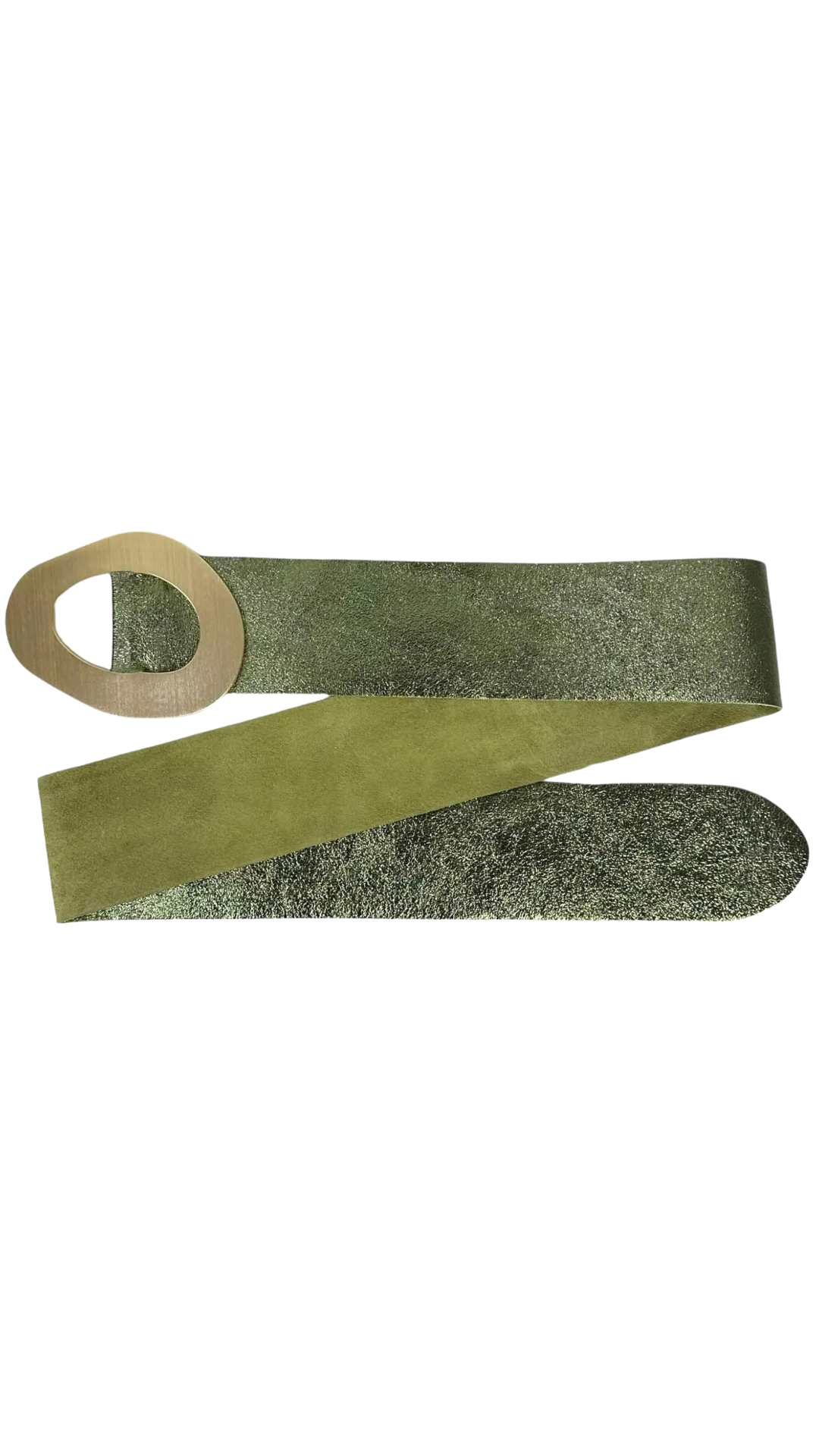 Metallic Leather Belt W Buckle