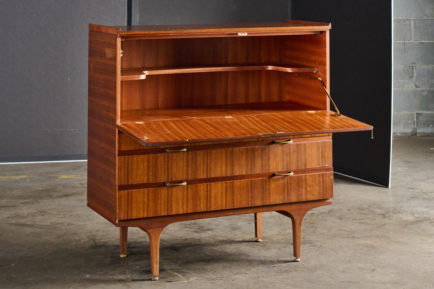 A581a Meredew Teak Veneer Secretary Desk