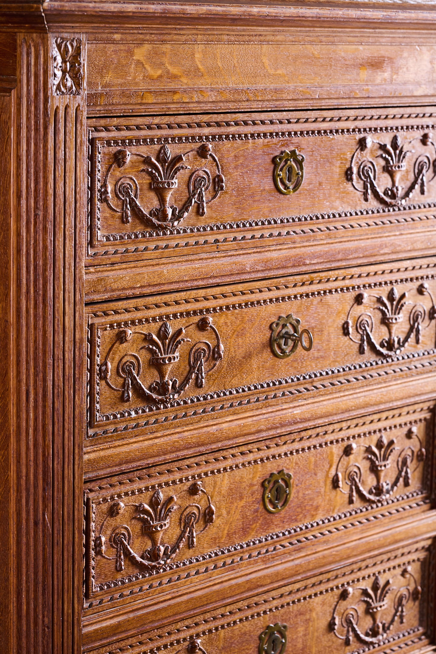 L801 Carved Oak Highboy Dresser