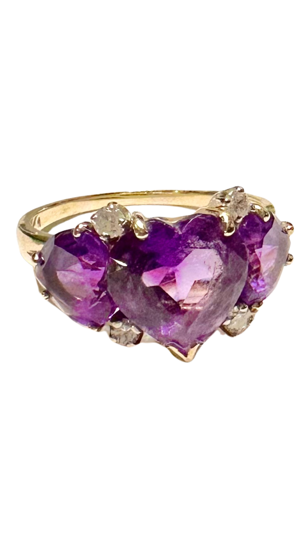3 Amethyst Heart Ring