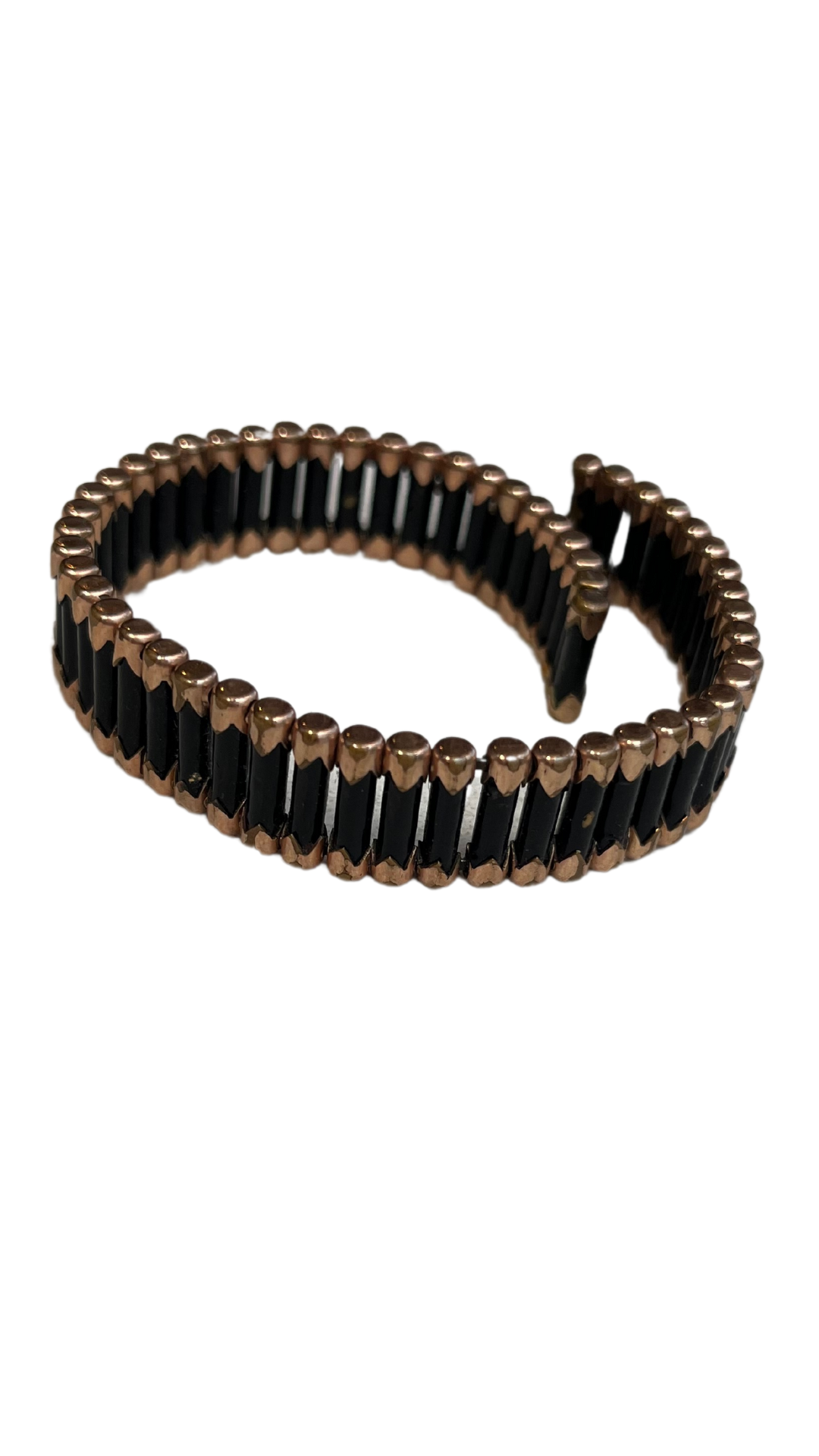 Vntg BLK W Brass Brclt