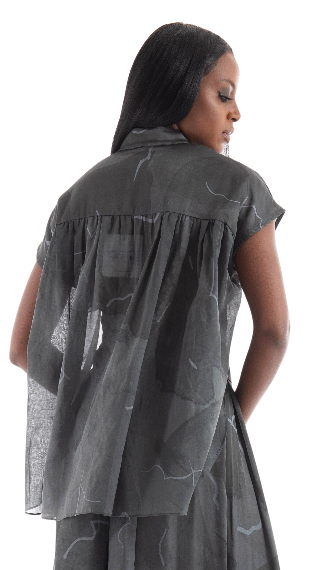 Abstract Silkiness Wrap Top