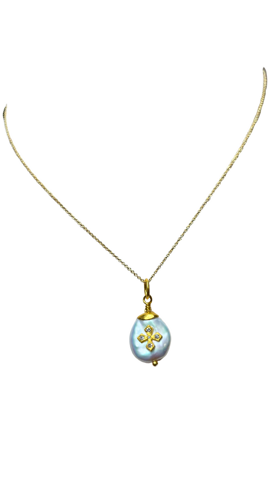 24K GLD Pearl Ncklc