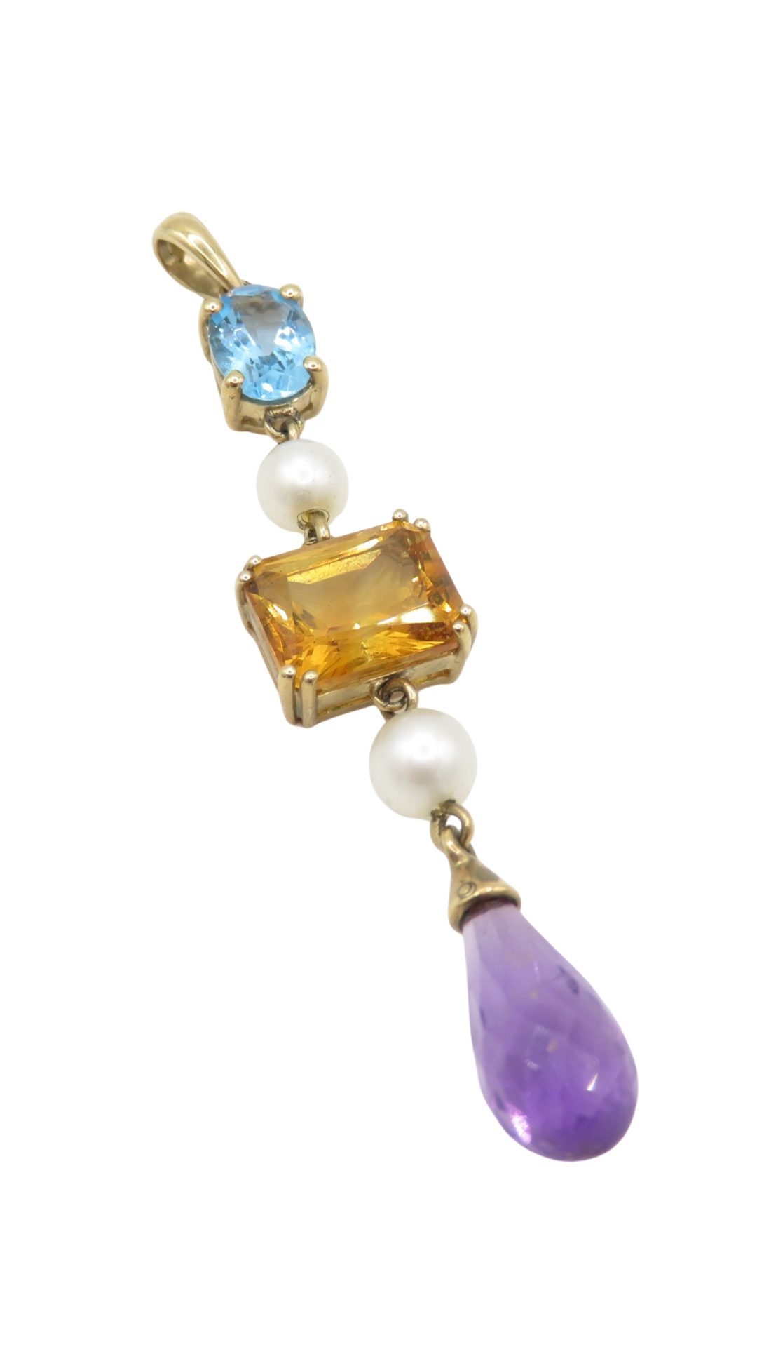 108 Topaz Citrine Amethyst and Pearl Pendant