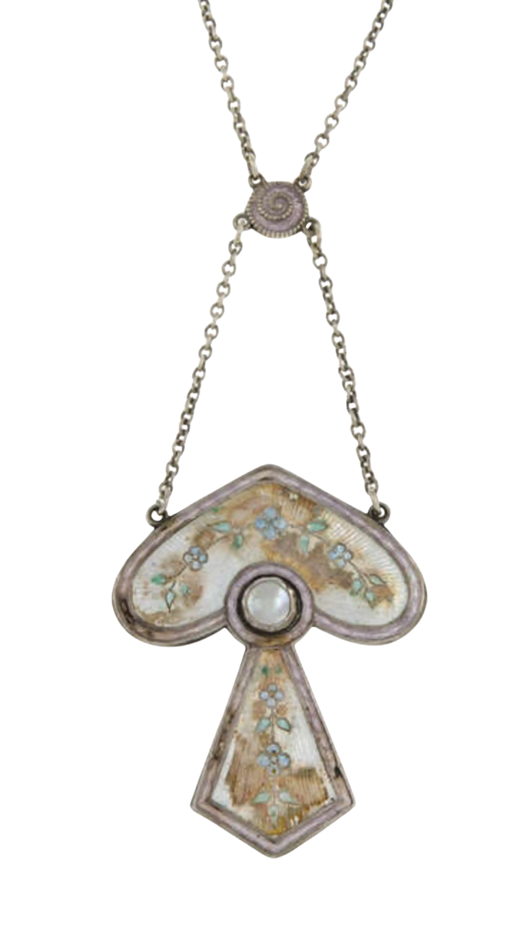1158 Silver Chain w Enamel Pendant