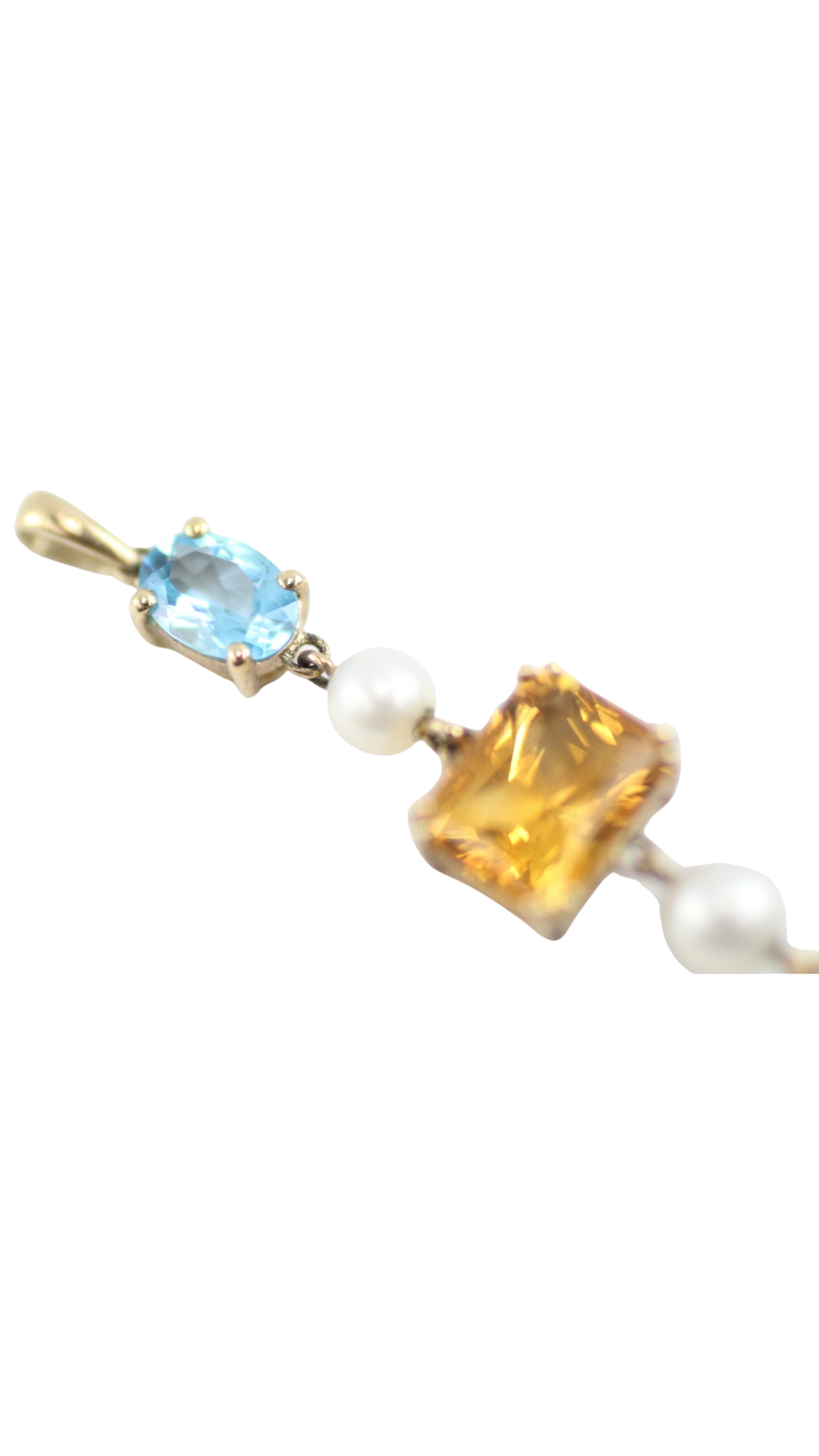 108 Topaz Citrine Amethyst and Pearl Pendant