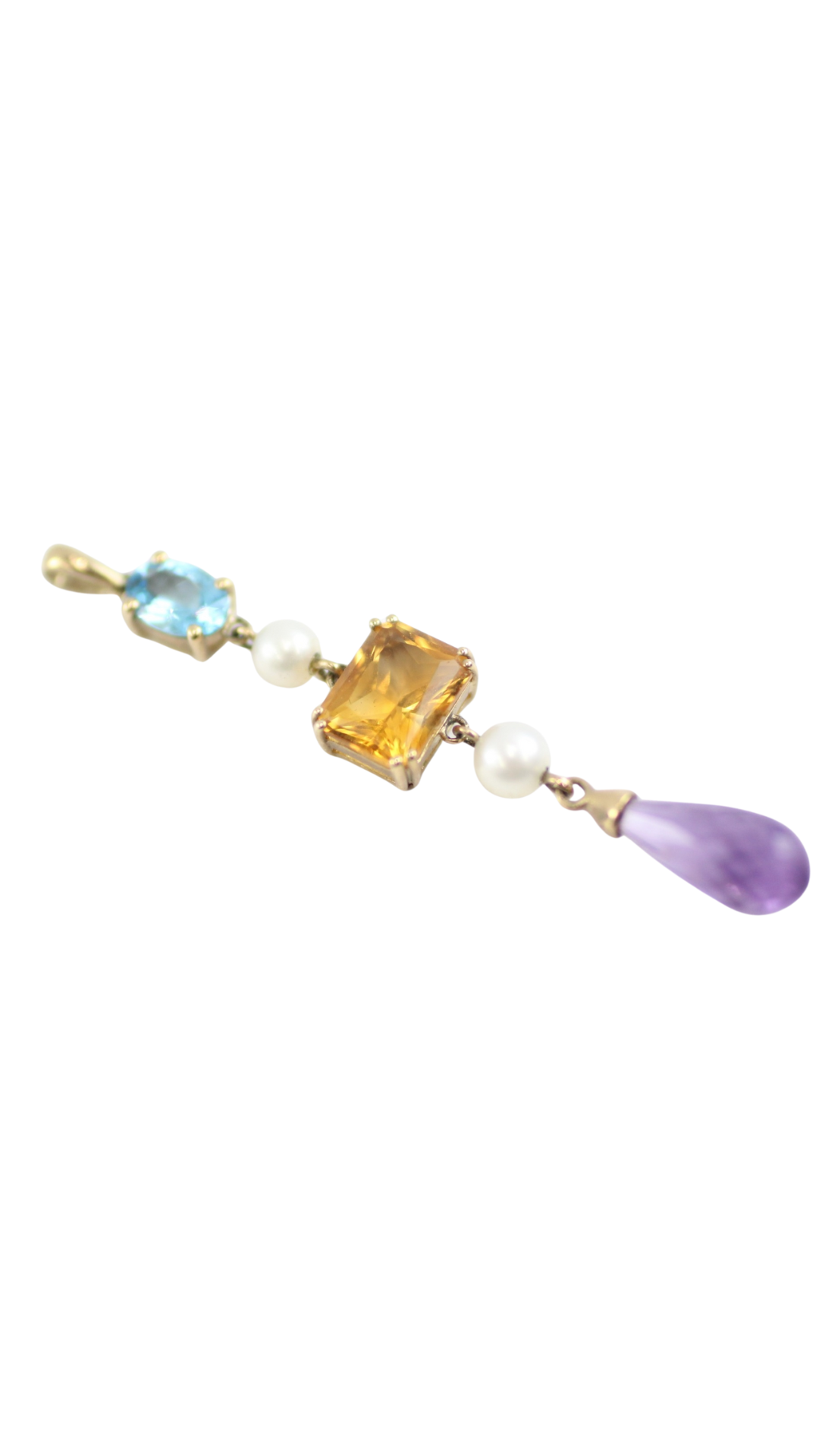 108 Topaz Citrine Amethyst and Pearl Pendant