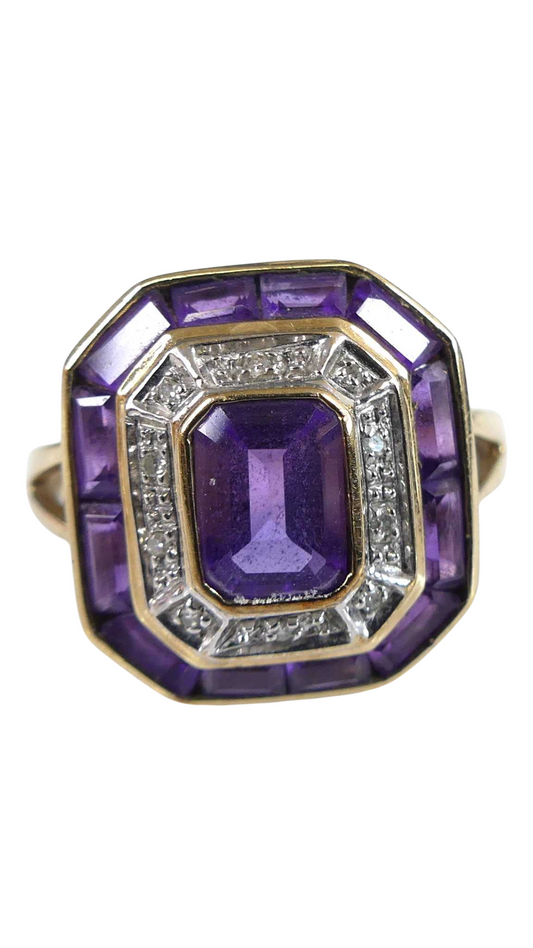 2554 Amethyst Diamond Cluster Ring