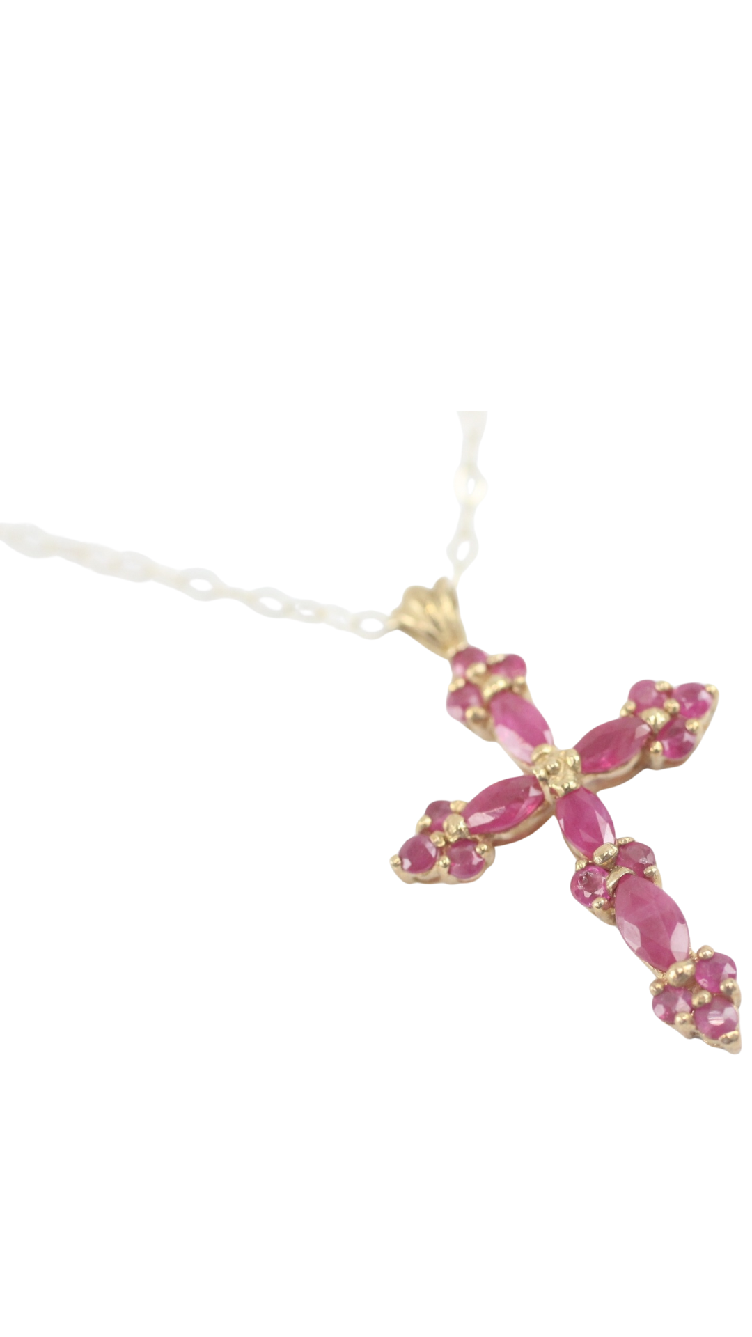 86 Ruby Cross Pendant Necklace