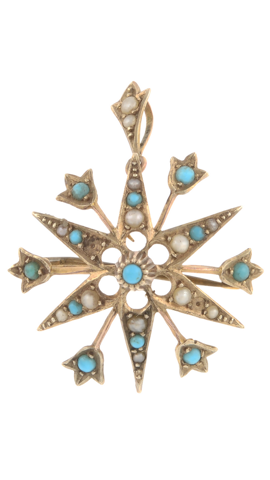 250 Turquoise & Seed Pearl Pendant