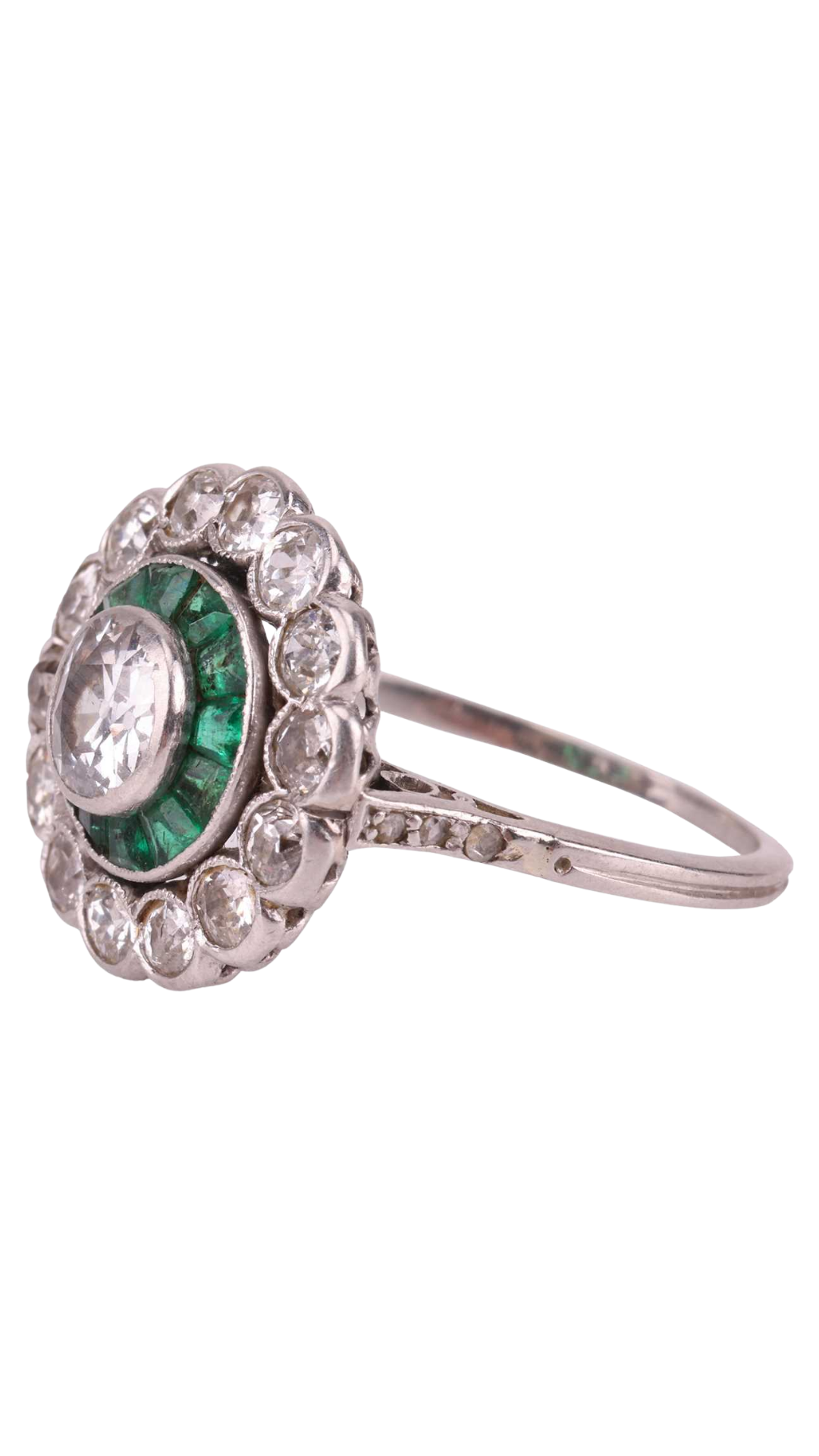 240 Emerald Diamond Bullseye Ring