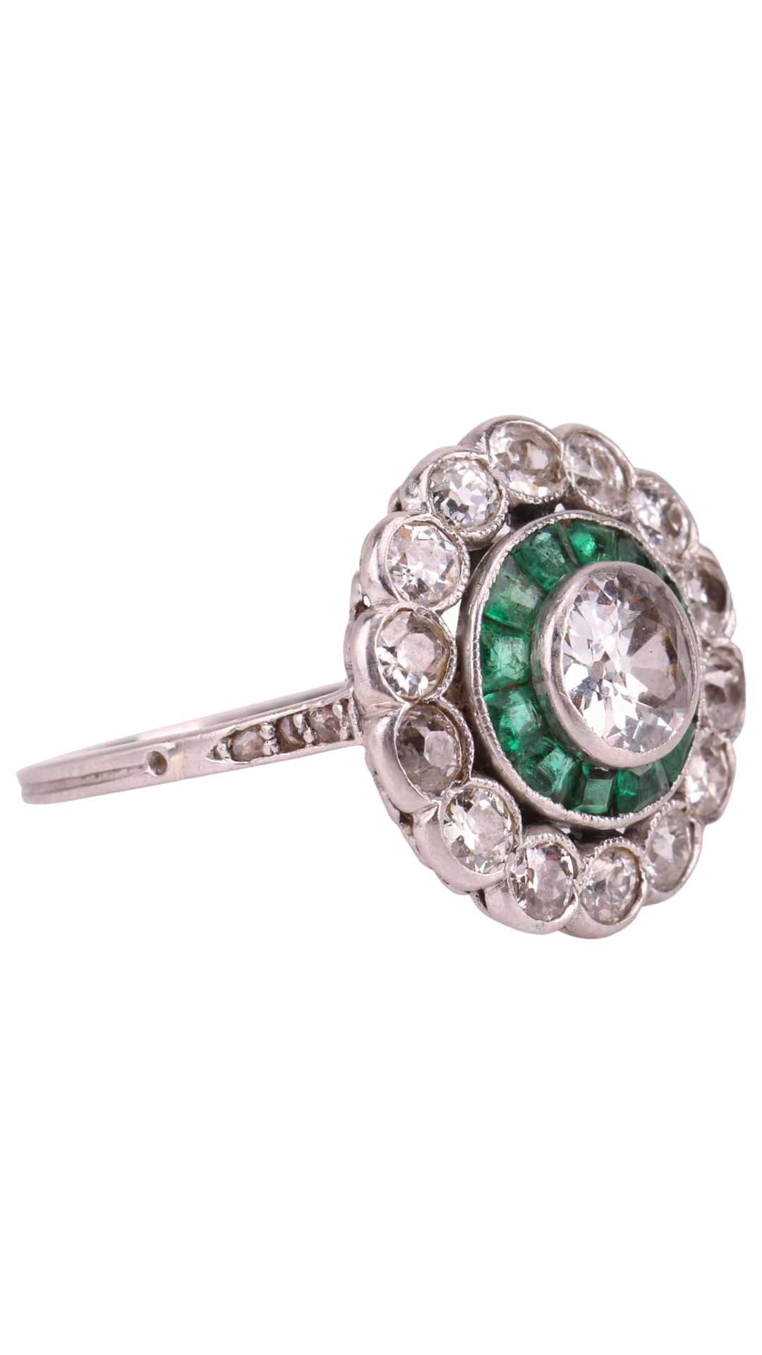 240 Emerald Diamond Bullseye Ring