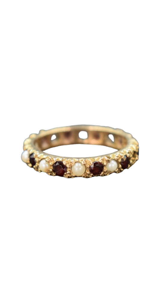 417 Garnet Pearl Eternity Ring