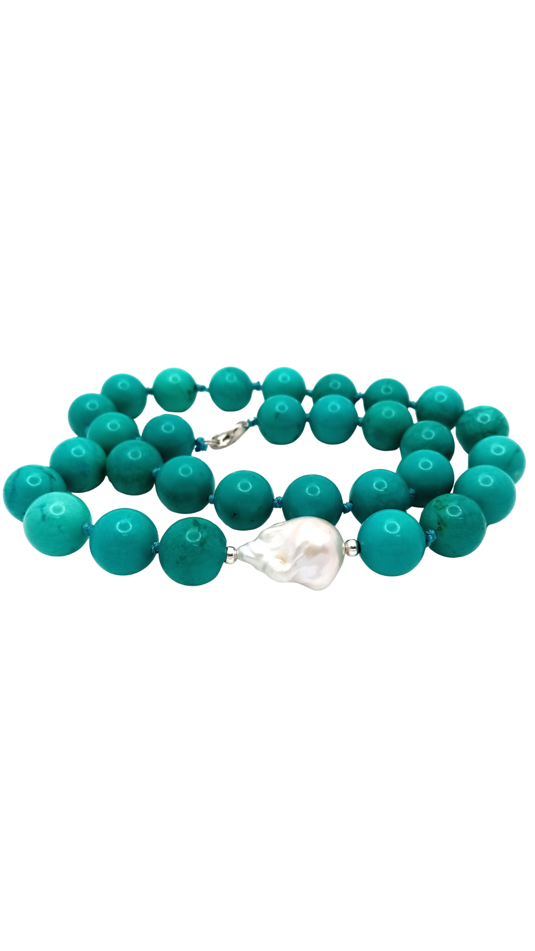 962 Turquoise Necklace w/ Baroque Pearl