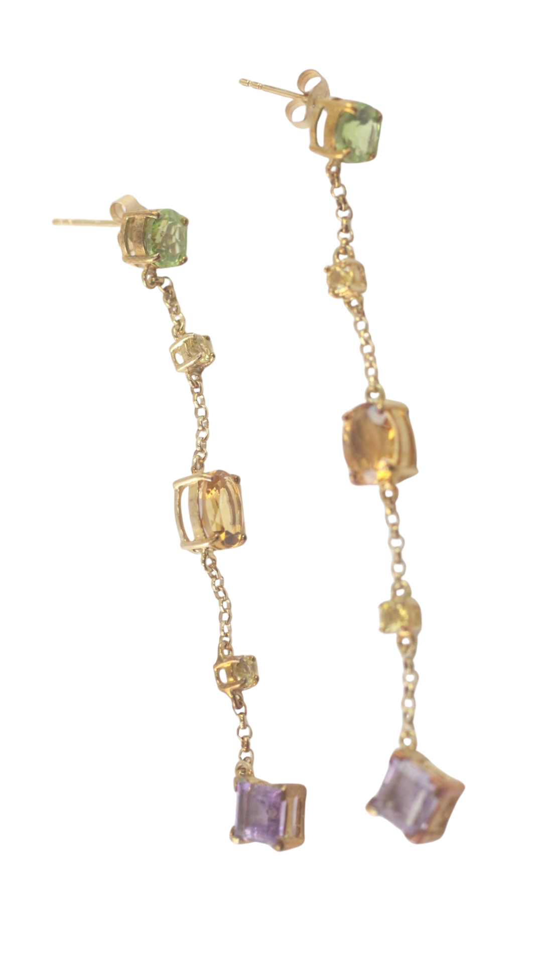 90 Amethyst, Citrine, Peridot Drop Earrings