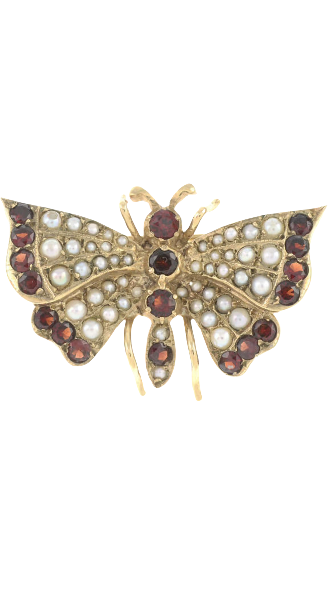 471 Garnet Pearl Butterfly Brooch