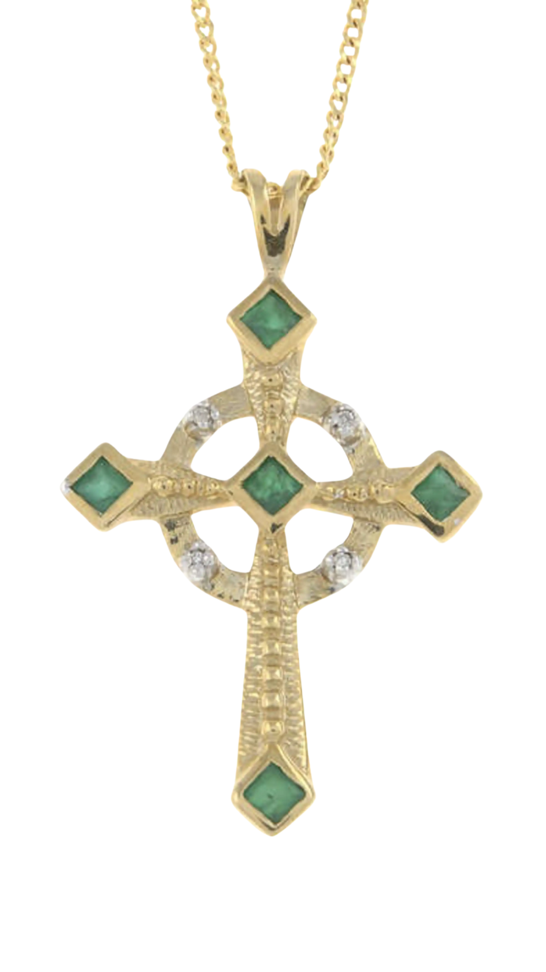 440 Emerald Diamond Cross Necklace