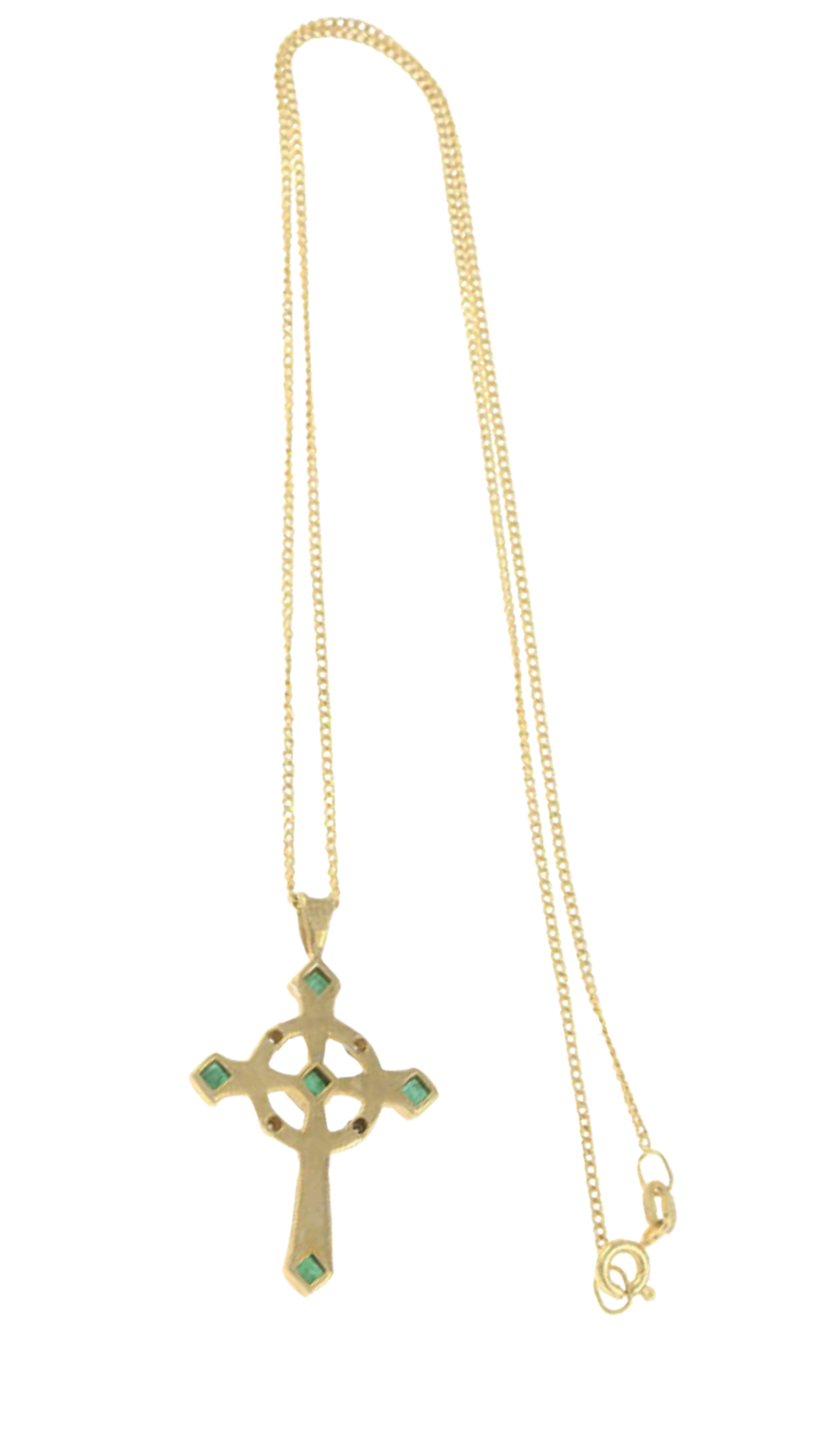 440 Emerald Diamond Cross Necklace