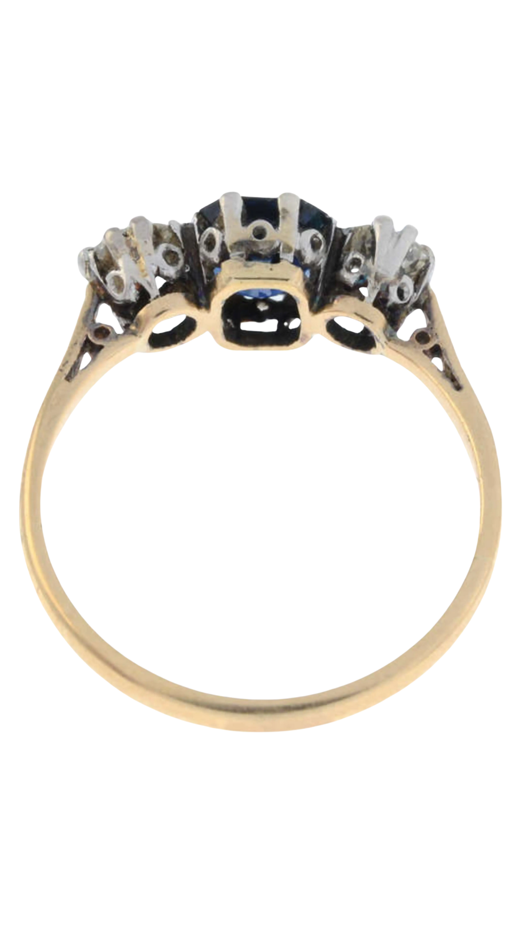 362 Diamond Sapphire 3Stone Ring