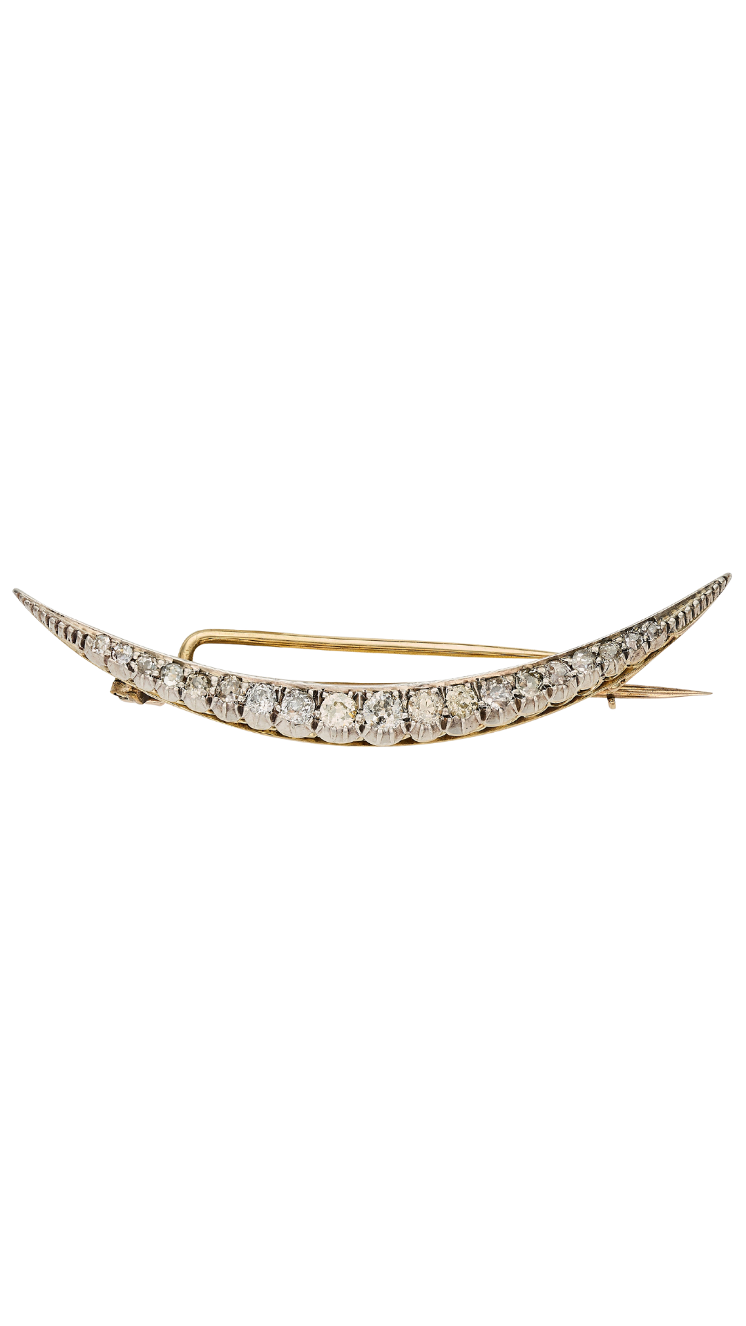 63 Diamond Crescent Moon Brooch