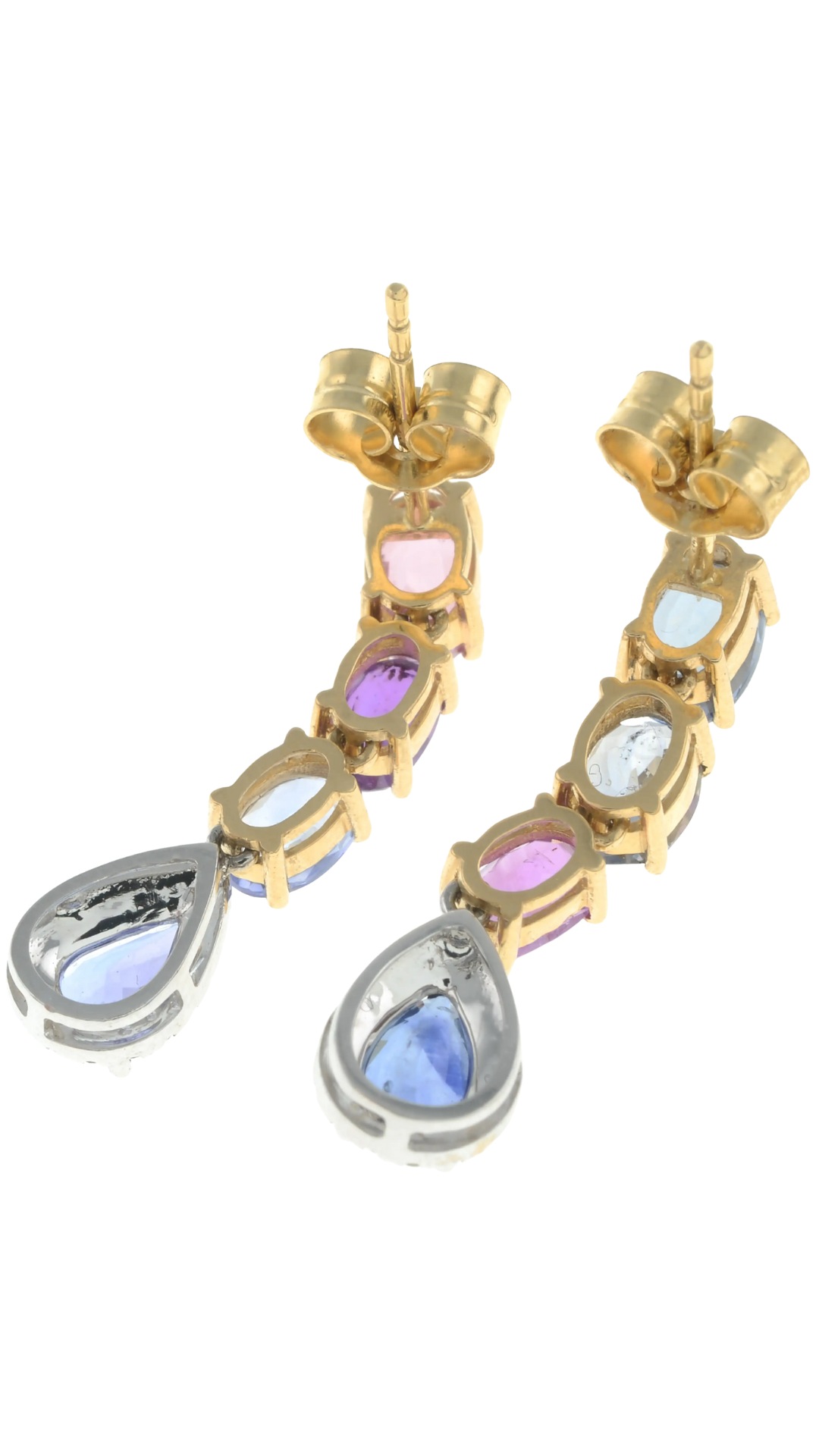 174 Vari-Hue Sapphire & Diamond Drop Earrings